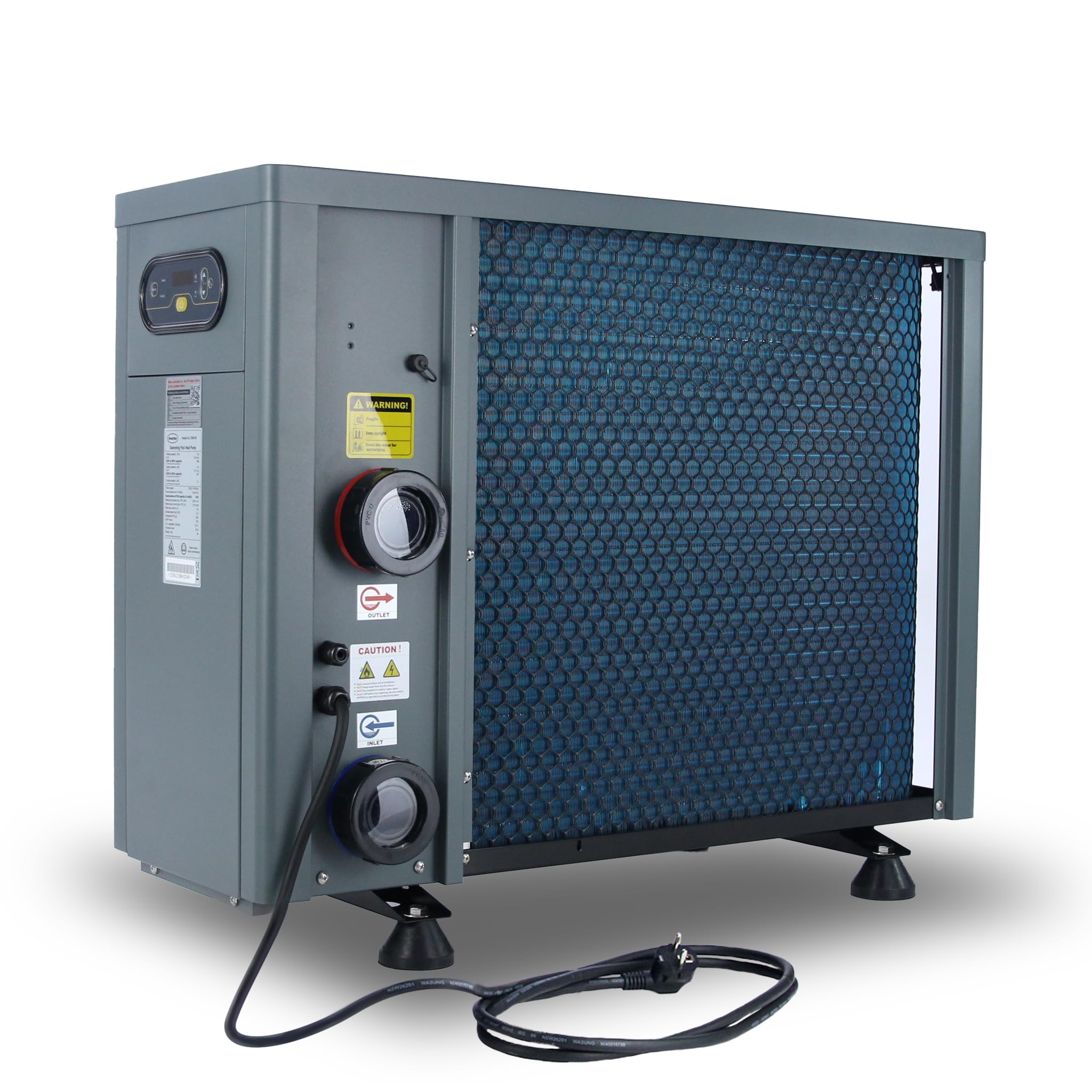 Wärmepumpe Smart Inverter ECO 9,0 kW, inkl. Bypass, bis 35 m³ Pool Heizung Schwimmbecken Wassererwärmung Titan Wärmetauscher steckerfertig