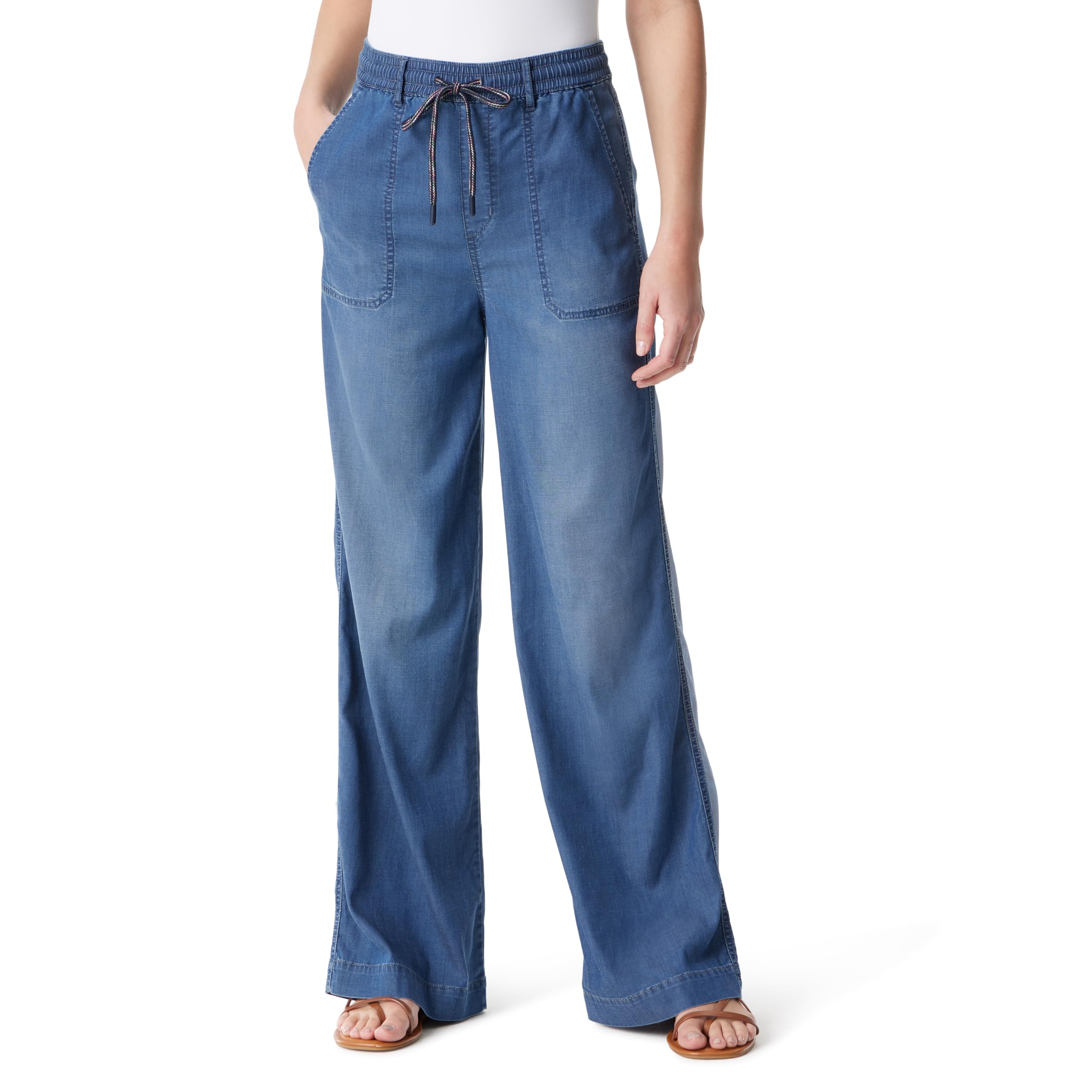 Gloria Vanderbilt Womens Soft Drape Drawstring Pull on Wide Leg Pant Standard