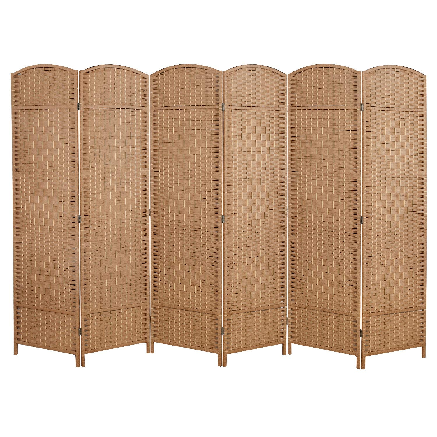 Cocosica 6 Panel Room Divider,6Ft Folding Privacy Screen,Tall - Extra Wide Foldable Panel Partition Wall Divider with Diamond Double-Weaved Hand-Woven Design Room Screen Divider