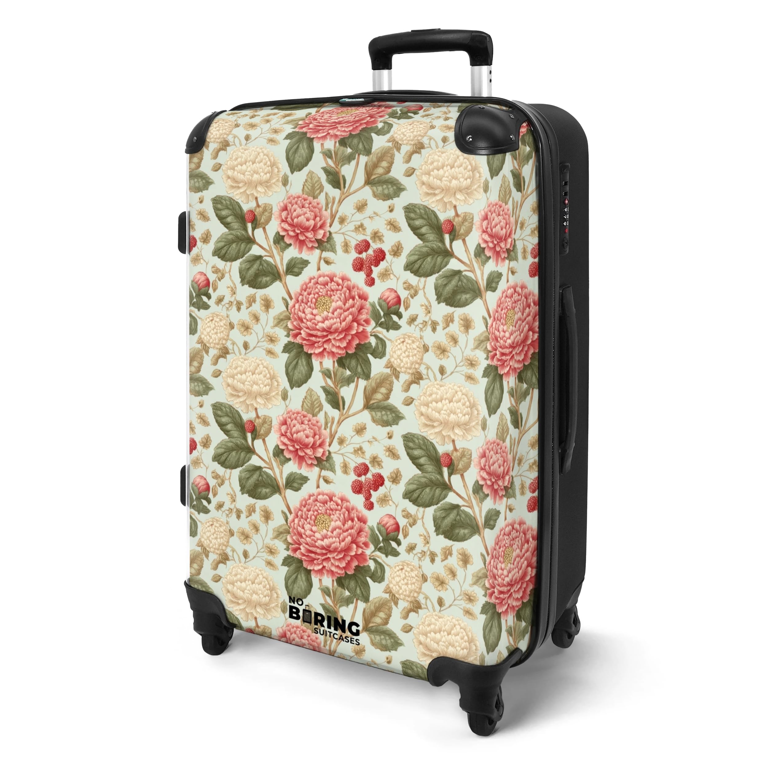 NoBoringSuitcases.com® Koffer Mittelgroß 67x43x25 cm Hartschalenkoffer L Trolley Rollkoffer mit 4 Rollen Leicht Schalenkoffer Mittel Klassisch - Botanisch - Mehrfarbig