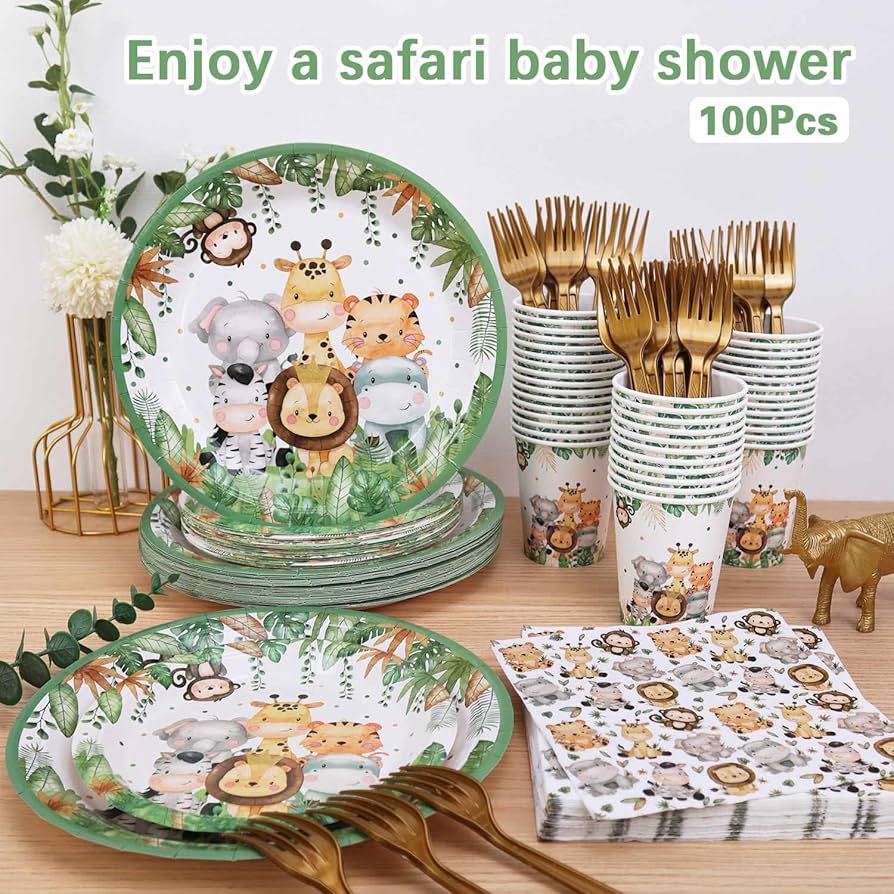 Vajilla Infantil Vajilla De Safari Para 24 Invitados Platos Y