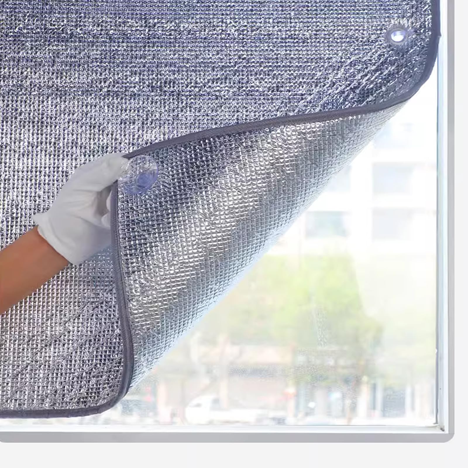 Pellicola per Vetri Finestre Privacy,Pellicola Oscurante Controllo del Calore,Pellicola Riflettente Finestre Anti 99% UV,Pellicola Isolante in Alluminio,per Lavanderie Balcone (130x160cm/51''x63'')