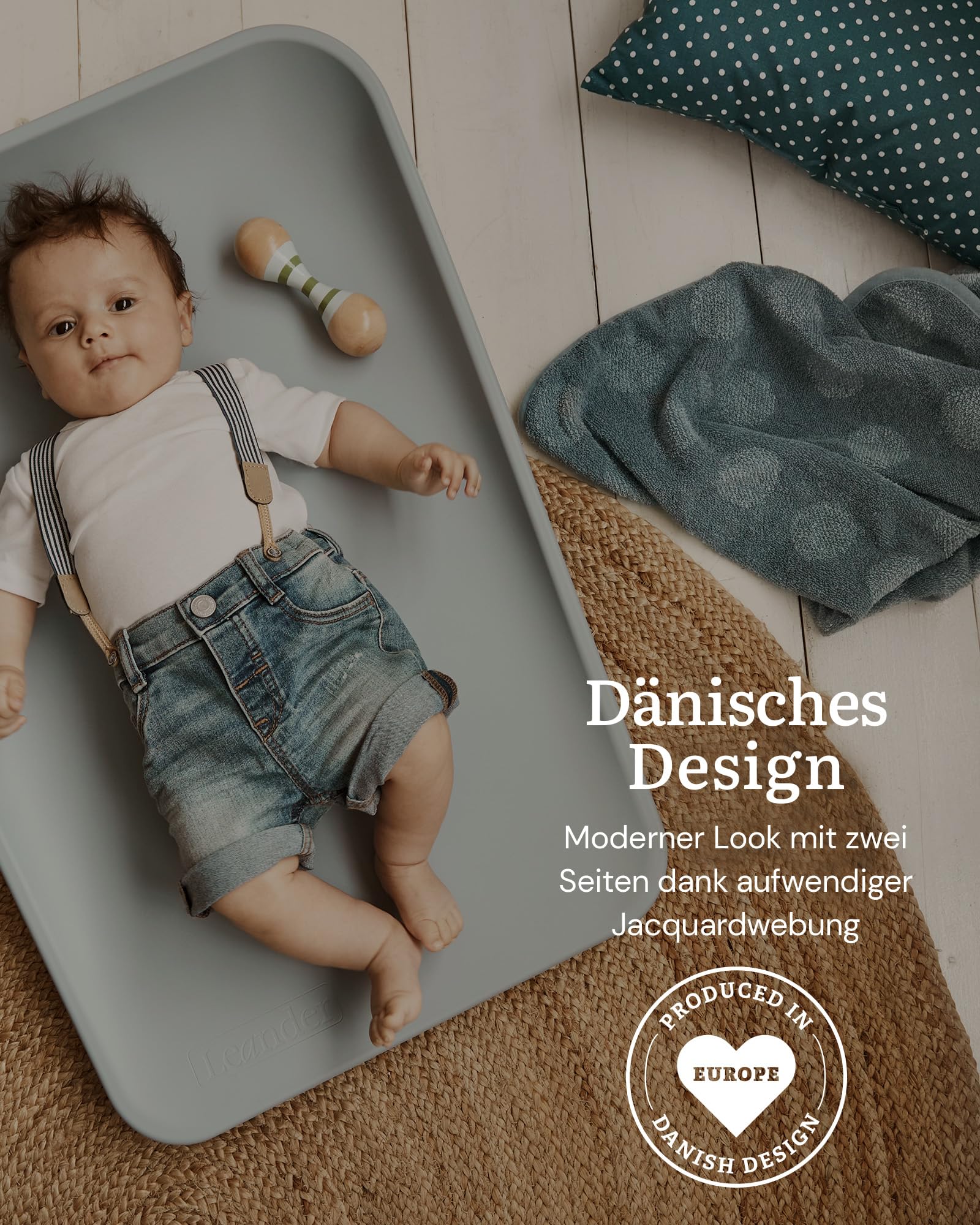 Leander Topper für Wickelauflage Blau - 100% Bio Baumwollfrottee - Ultraweich - Ideal für die Matty Wickelunterlage - Wärmt & Trocknet