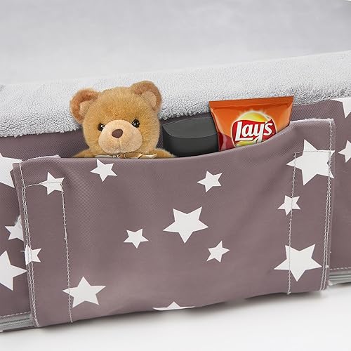 Miniatura 5 de Mooedcoe Cama plegable para niños pequeños con lados, cama plegable para niños pequeños de viaje, cuna de espuma (estrella), color gris