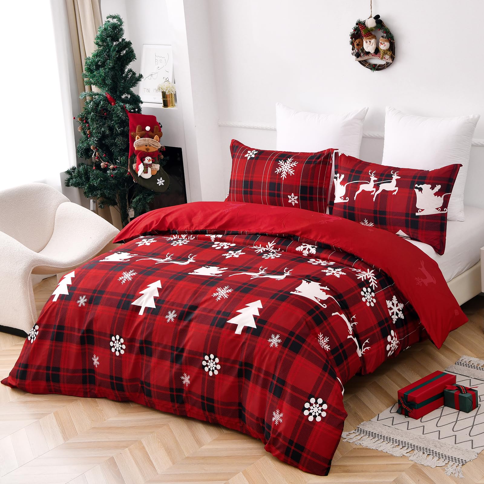 Fondream Christmas Double Duvet Cover Set with 2 Pillowcases - Image 2