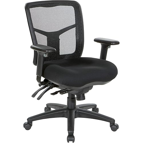Office Star ProGrid Breathable Mesh Manager's Office Chair with Adjustable Seat Height, Multi-Function Tilt Control and Seat Slider, Mid Back, Coal FreeFlex Fabric