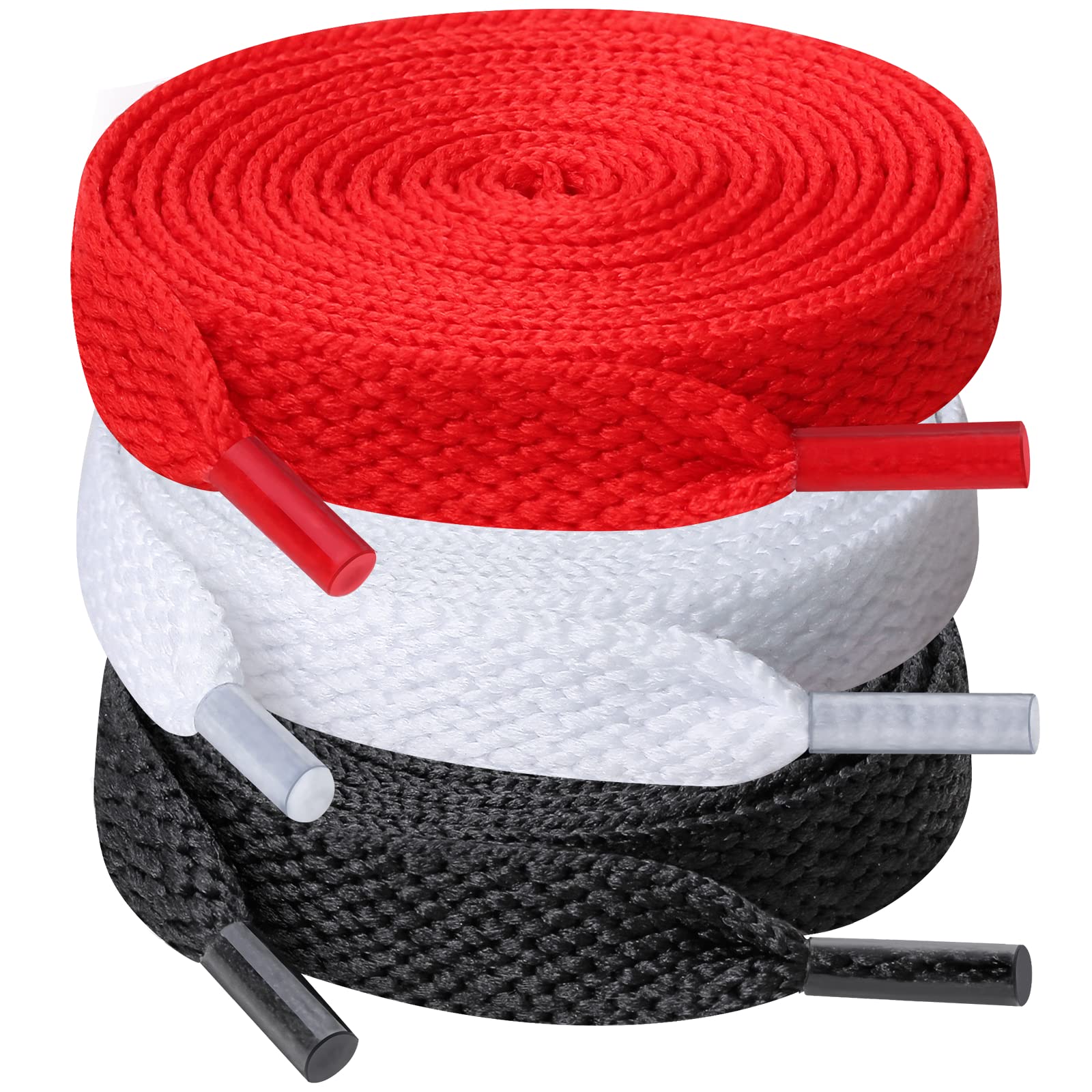 UpUGo 3 Paar Schnürsenkel, 8mm Breit Flache Schnürsenkel für Turnschuhe, Sport, Laufen, Erwachsene