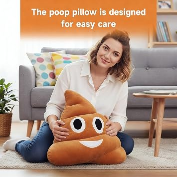 Fake Poo, Emoji Cushion Filled Plush Soft Poo Plush Pillow, Plush Pillow Round Triangle Cute Filling Decoration, Brown Birthday Gift for Familly and Friends