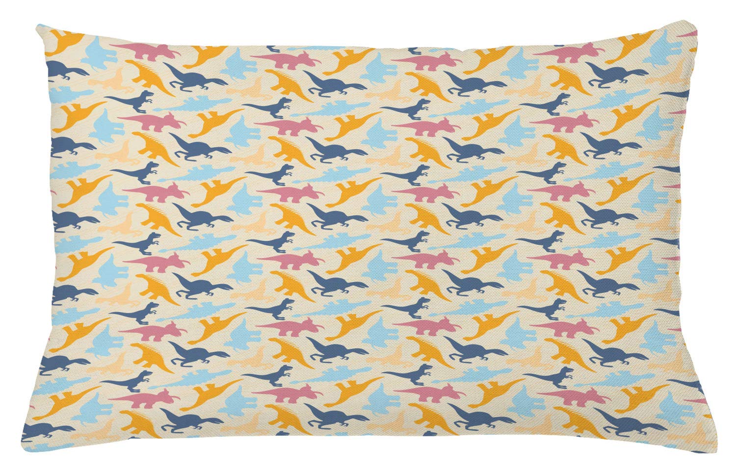 Lunarable Dinosaur Silhouette Throw Pillow Cushion Cover, Themed Illustration of Colorful Prehistoric Animals, Decorative Square Accent Pillow Case, 26