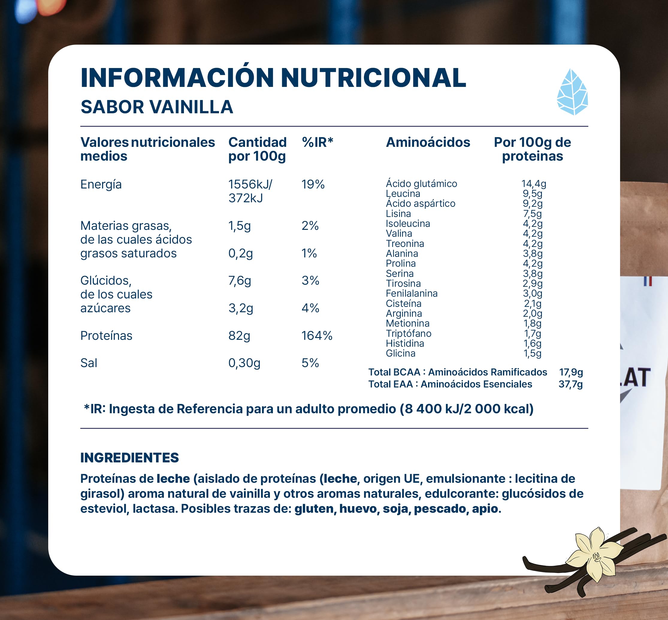 Nutripure | Whey Isolate Nativa | Aislado de Suero Nativo en Polvo | Vainilla | Suplemento Alimenticio a Base de Proteínas de Leche | Desarrollo Muscular | 81% Proteínas, 37% BCAA, 18% EAA | 750g | FR