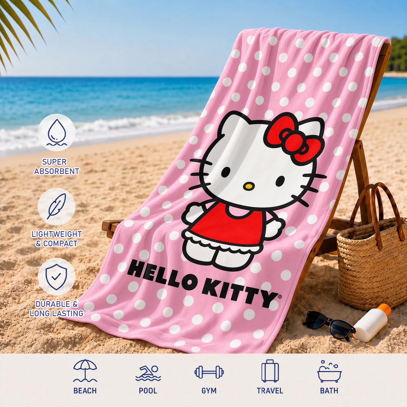 新品　Hello Kitty ビーチタオル バスタオル　y2k ギャル　レトロ 新品 Hello Kitty ビーチタオル バスタオル y2k ギャル レトロ 新品