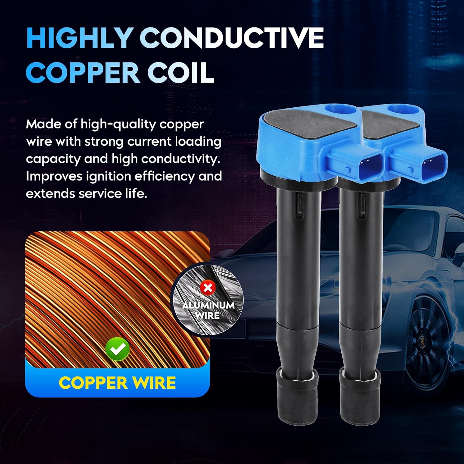 Ignition Coil Pack + Iridium Spark Plugs, for Honda Odyssey 3.5L V6 1999-2007, Accord 3.0L V6 2000-2002, for Acura TL 3.2L V6 1999-2003, 3.2L V6 CL 2001-2003, Replaces UF242, 6 Sets