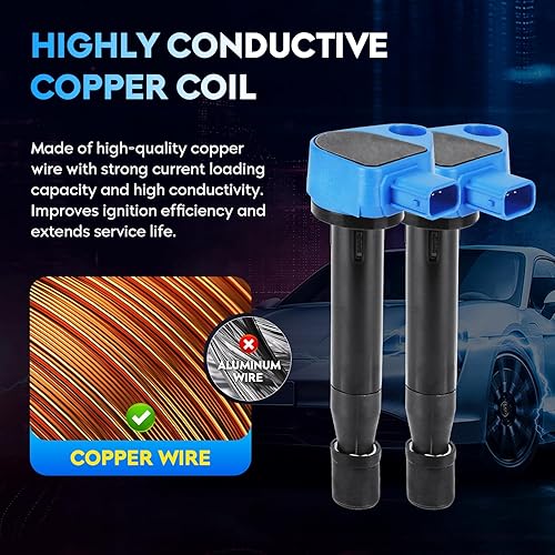 Miniatura 4 de Paquete de bobinas de encendido + bujías de iridio para Acura CL 3.2L V6 2001-2003, 1999-2003 TL 3.2L V6, 2000-2002 Honda Accord 3.0L V6, 1999-2007