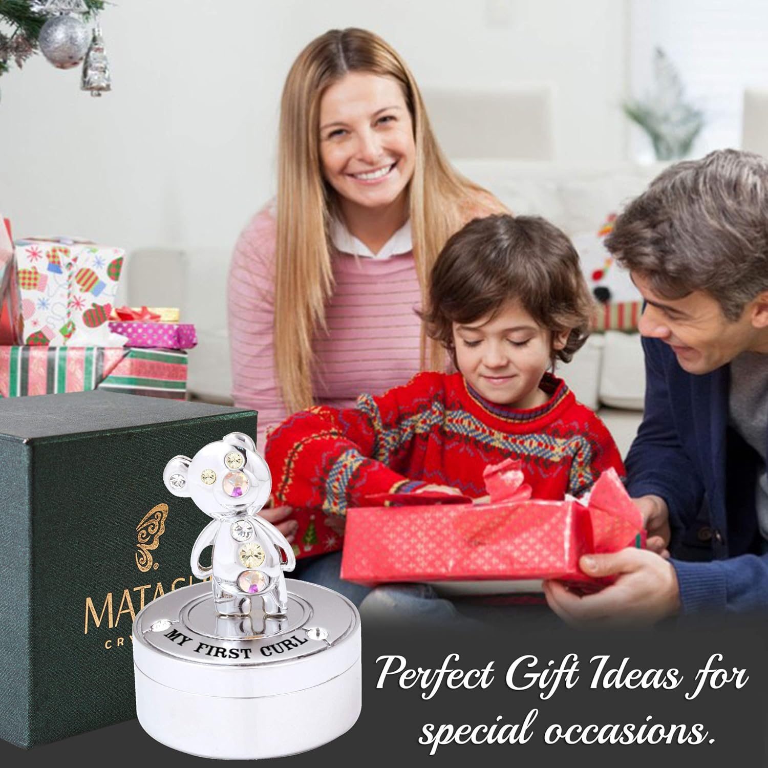 Matashi Chrome Plated Mini Silver Teddy Bear Keepsake Box Small Jewelry Container Tabletop Showpiece - Gift for Christmas, Mother's Day Anniversary Home Decor New Year