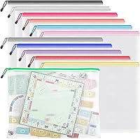 Umriox Extra Large Waterproof Zipper Pouches (12 Packs, 12 Colors, 16.9x12.4in) for Office Supplies, Puzzles, Crafts & Storage