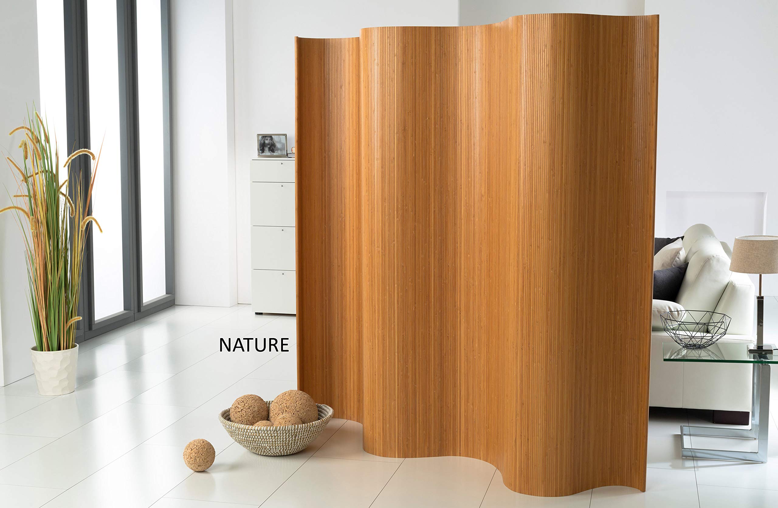 DE-COmmerce Doppelseitiger Bambus Paravent (BxH) 244 cm (Variable Stellbreite) x 185 cm Raumteiler Trennwand Faltwand Shoji Sichtschutz Farbe: Nature