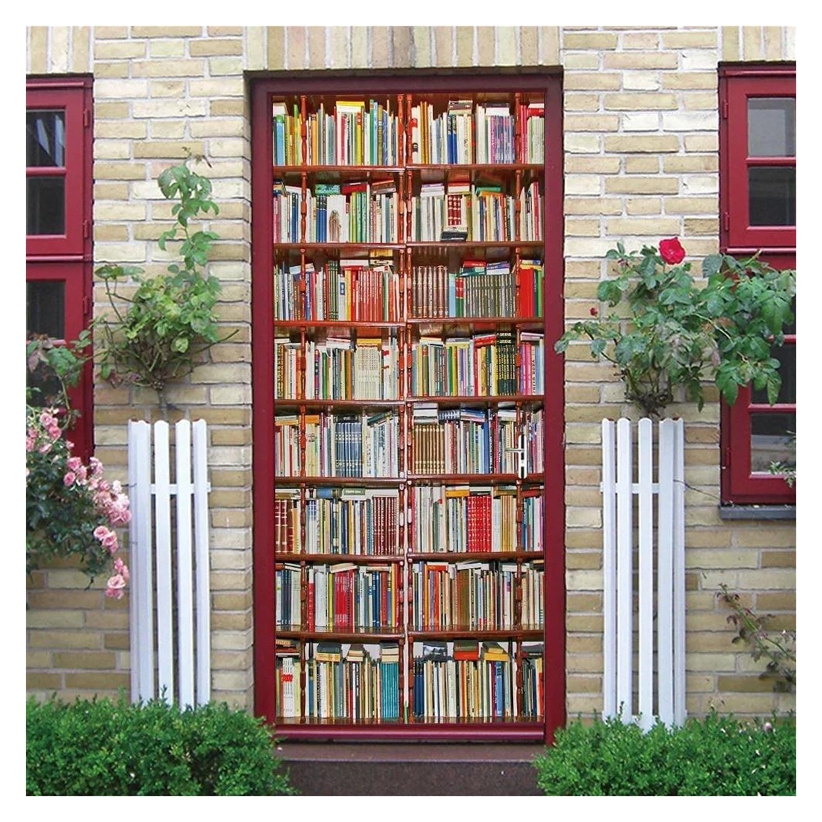 Autocollants de porte paysage 3D pour agrandir une pièce et décorer une bibliothèque