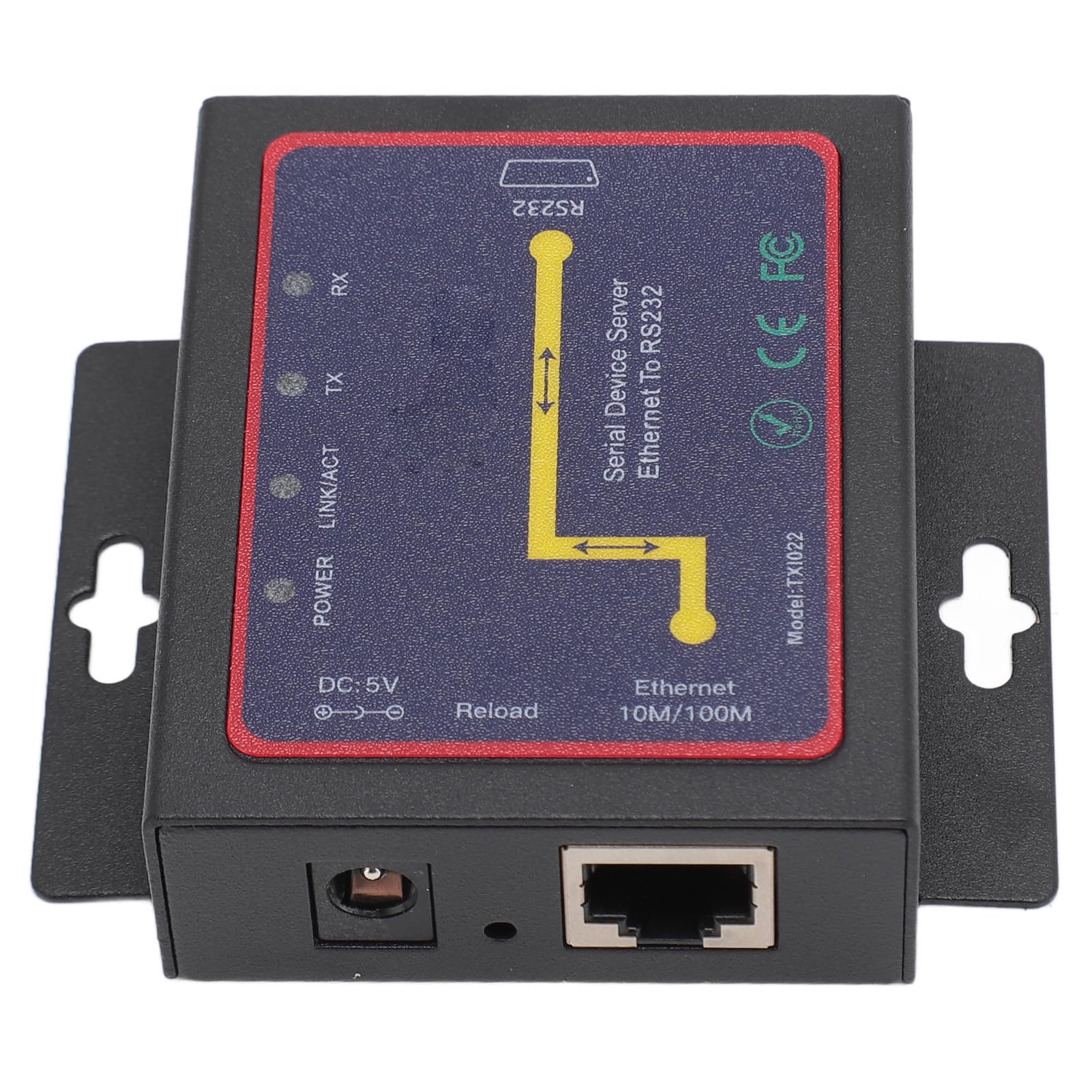 Adaptador de Red Serie/IP, Adaptador de Red Serie Ethernet TXI022 RJ45 a RS232 con MDI/MDIX Automático para Sistemas (Enchufe de la UE)