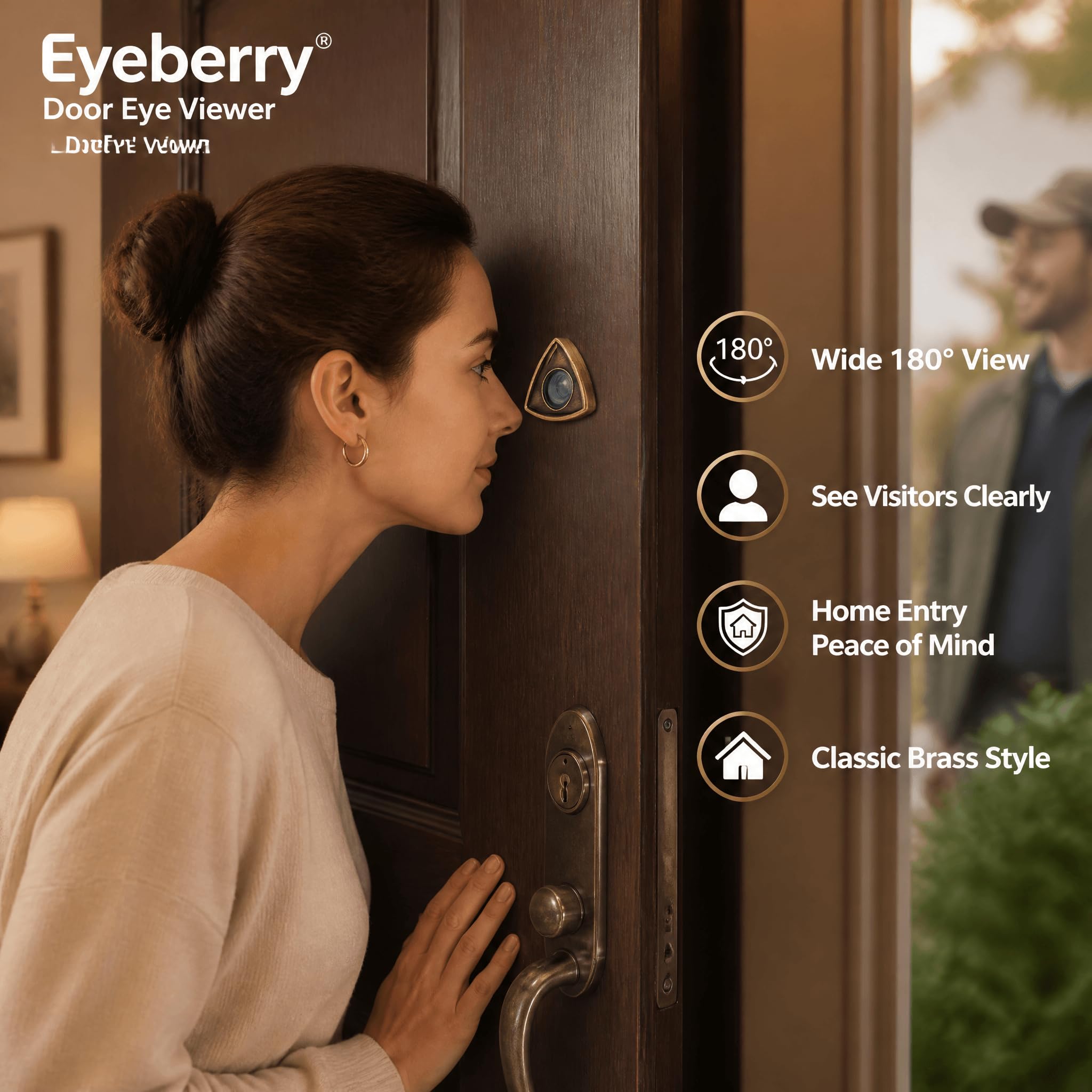 Eyeberry 180 degree glass lens door eye viewer with antique brass finish 1