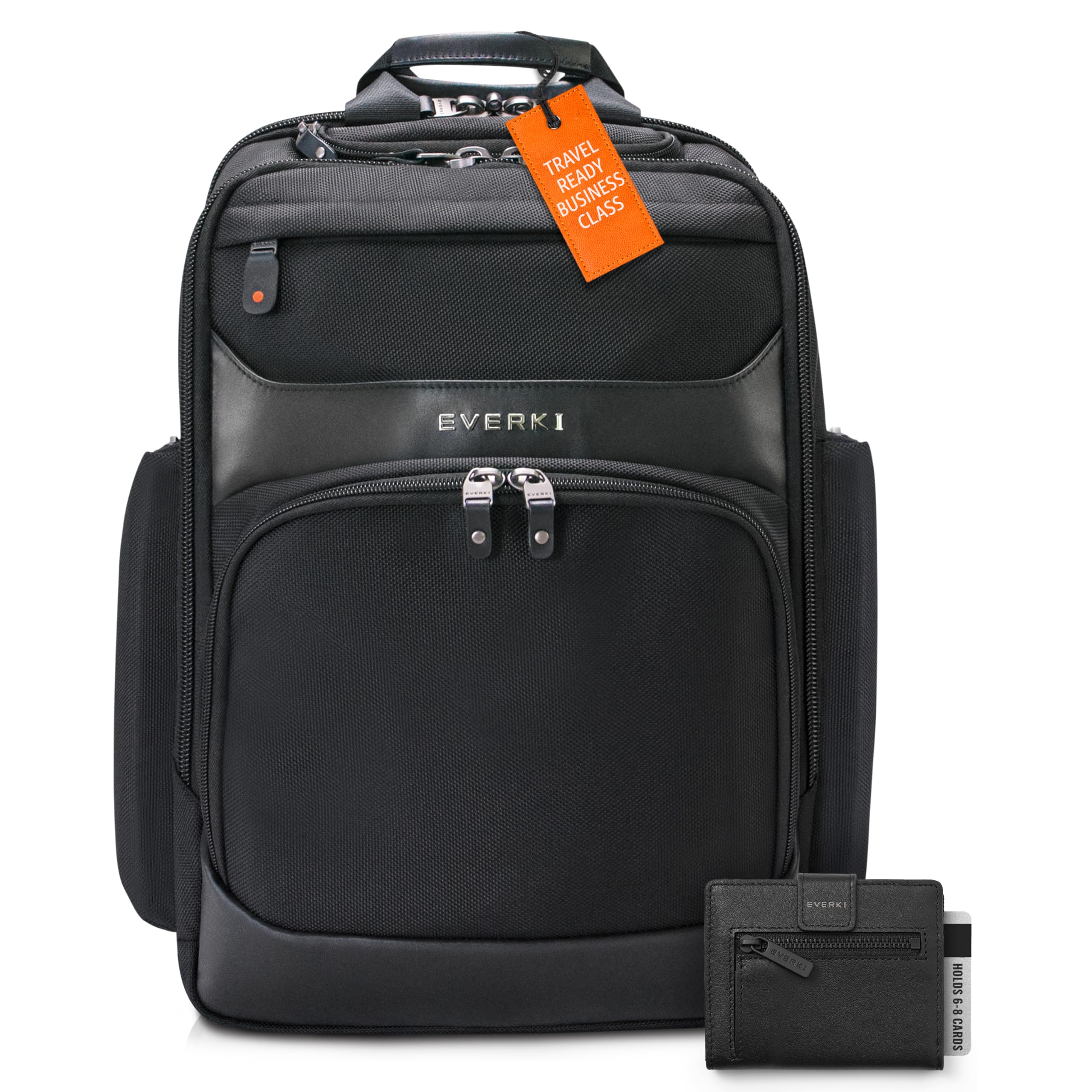 EVERKI Onyx Premium Business Laptop Backpack 17 3 with Ballistic Nylon Leather 36L Capacity Black Slim Minimalist Wallet