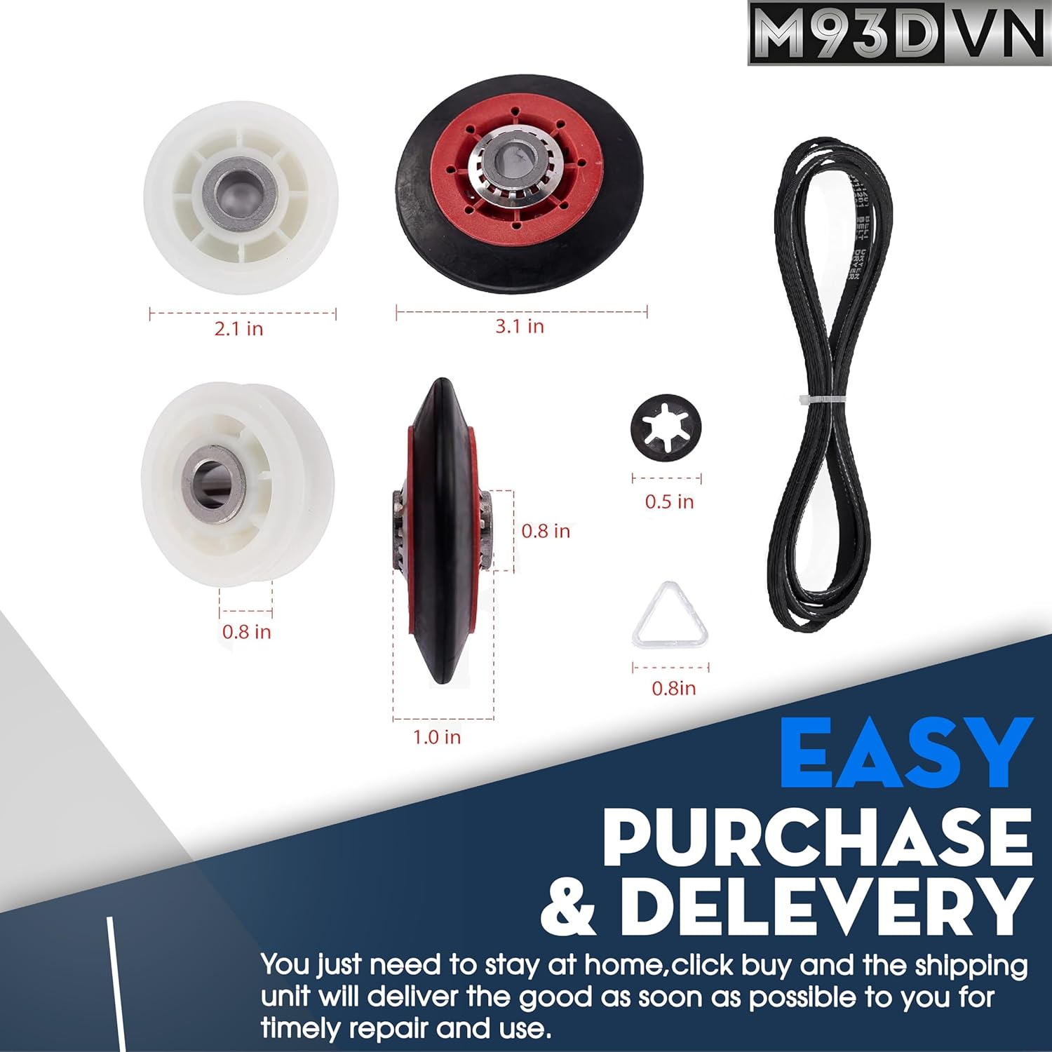 Repair Kit Replacement for Whirlpool WRD9200SQ1 WED94HEXR1, Duet 27 inch Dryer, Maytag Bravos XL MEDE200XWO MEDB835DW4, MGDE500VW1 MEDX700XW0 with Roller, Belt and Pulley