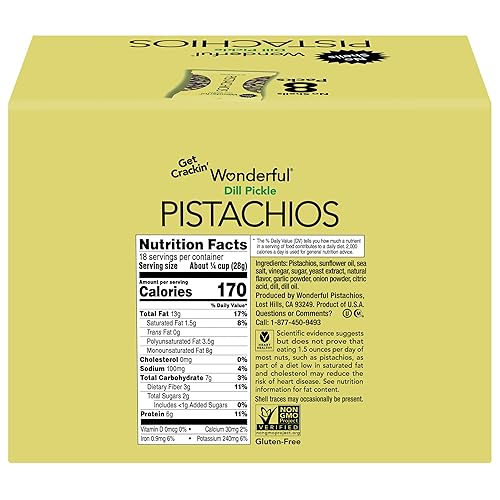 Miniatura 2 de Wonderful Pistachios Sin cáscaras, nueces con sabor a pepinillo de eneldo, bolsa de 2.25 onzas (paquete de 8), aperitivos de pepinillo de eneldo,