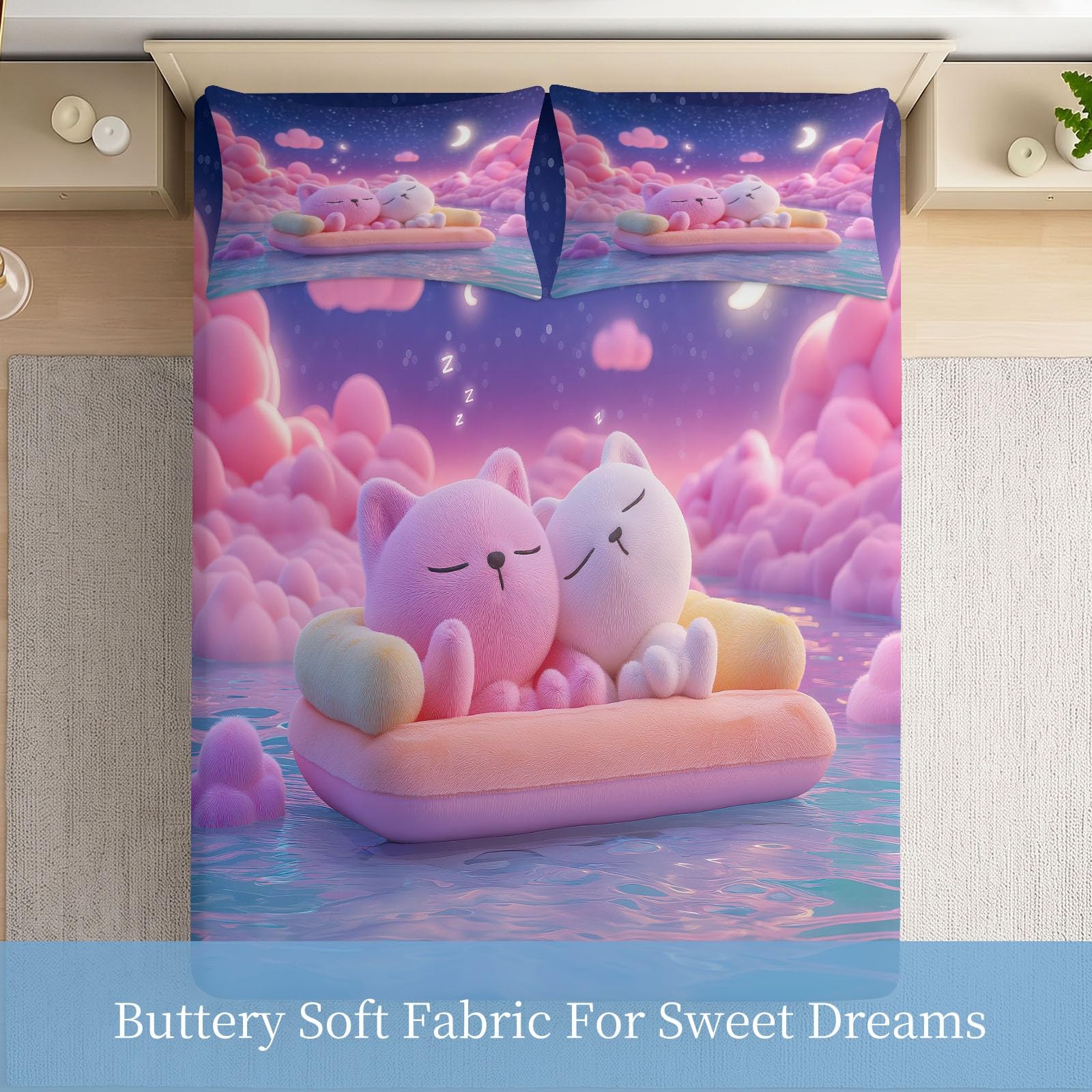 Podwójne prześcieradło z gumką 3D Dreamlike 135 x 190 cm prześcieradło na