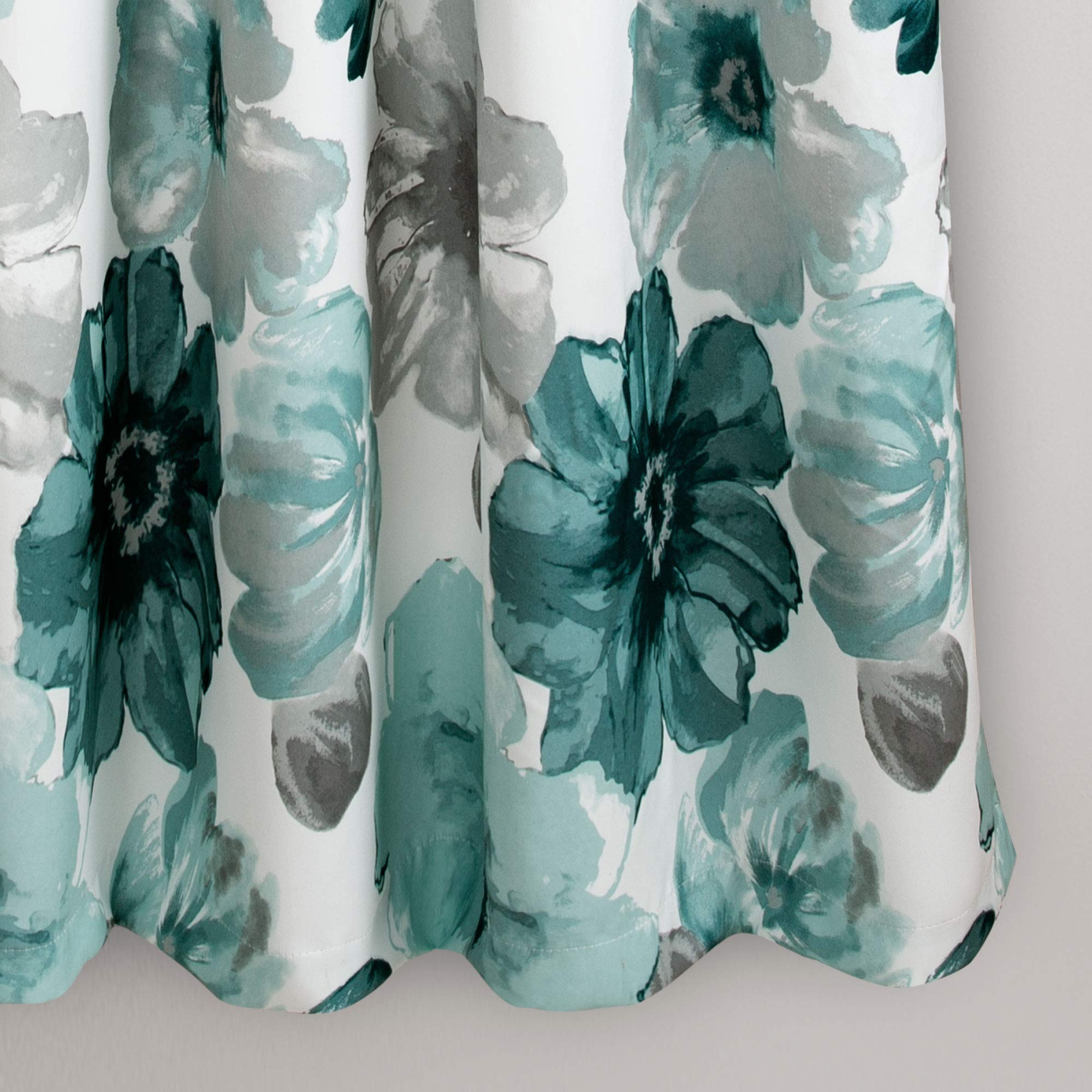 Lush Decor Leah Paire de Rideaux de fenêtre filtrants pour Salon, Chambre et Salle à Manger, Motif Floral printanier Aquarelle Bleu, 132,1 x 160 cm (l x L)