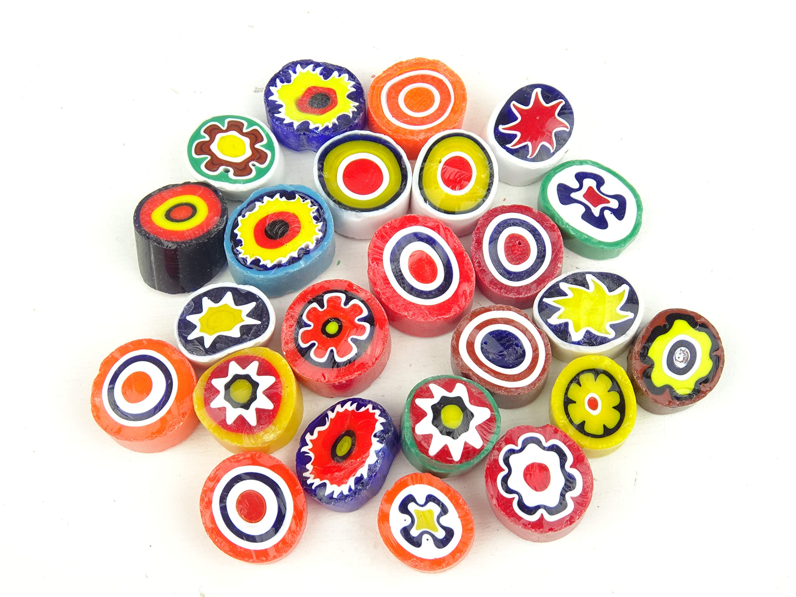 50g Mixed Large Millefiori 11 to 15mm. Approx 24 Pieces