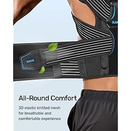 Rakiie All-round Back Belt Support for Women Men, Breathable Durable Lumbar Support Brace, Lightweight and Invisible Under Clothing, Back Support Brace for Scoliosis Hunchback, Size XL (Upper Waist: 47.2-53.2)