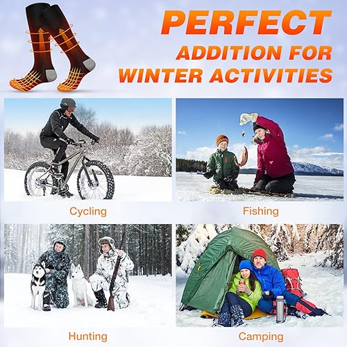 Miniatura 7 de Calcetines térmicos para hombres, calcetines eléctricos para mujeres, calentamiento rápido y duradero, funciona con pilas para caza, ciclismo,