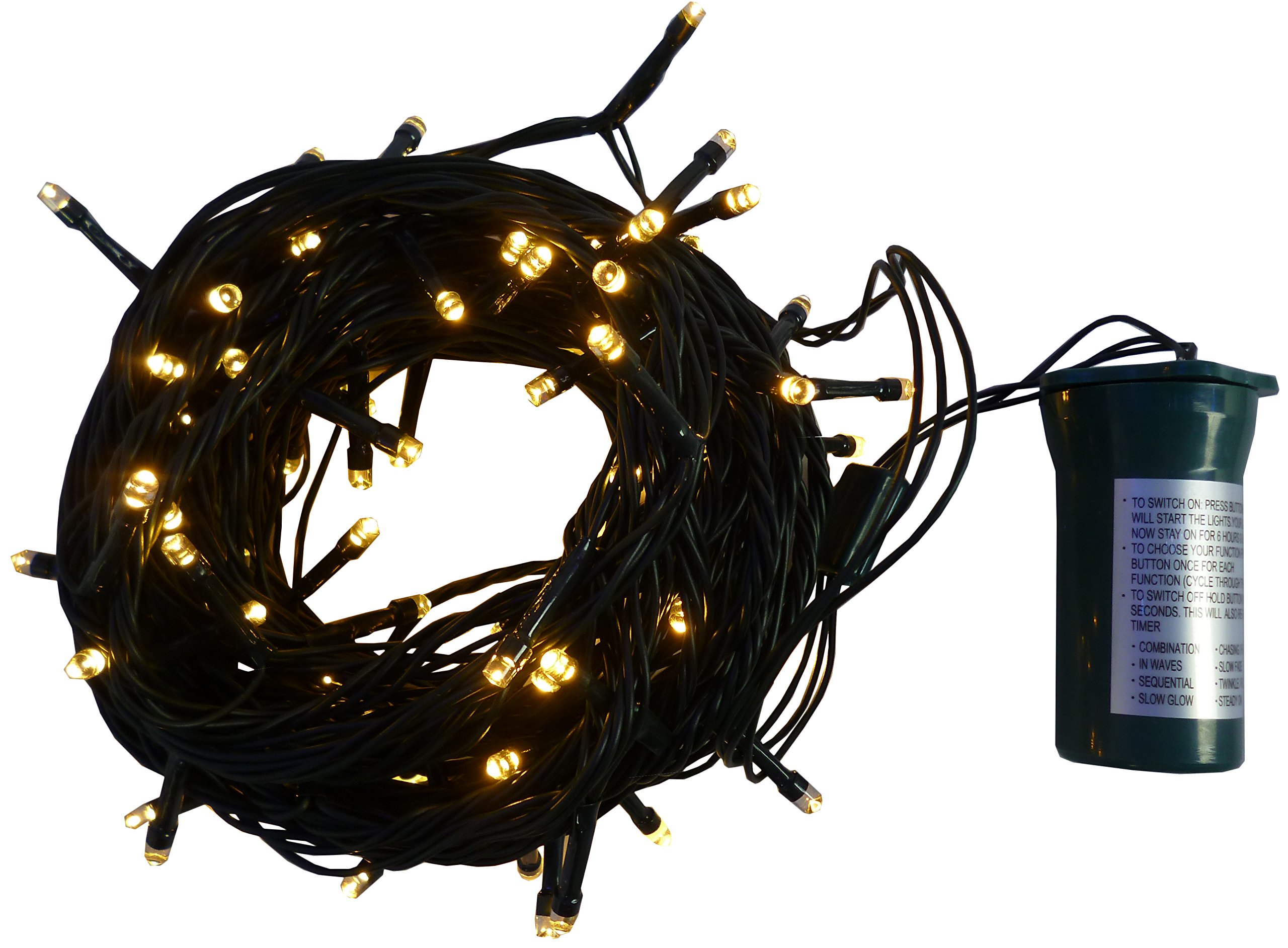 Christmas Concepts100 Warm White Battery Operated LED Fairy Lights With Built In Timer Box - 10M Length - Indoor And Outdoor- Garden/Party Lights.