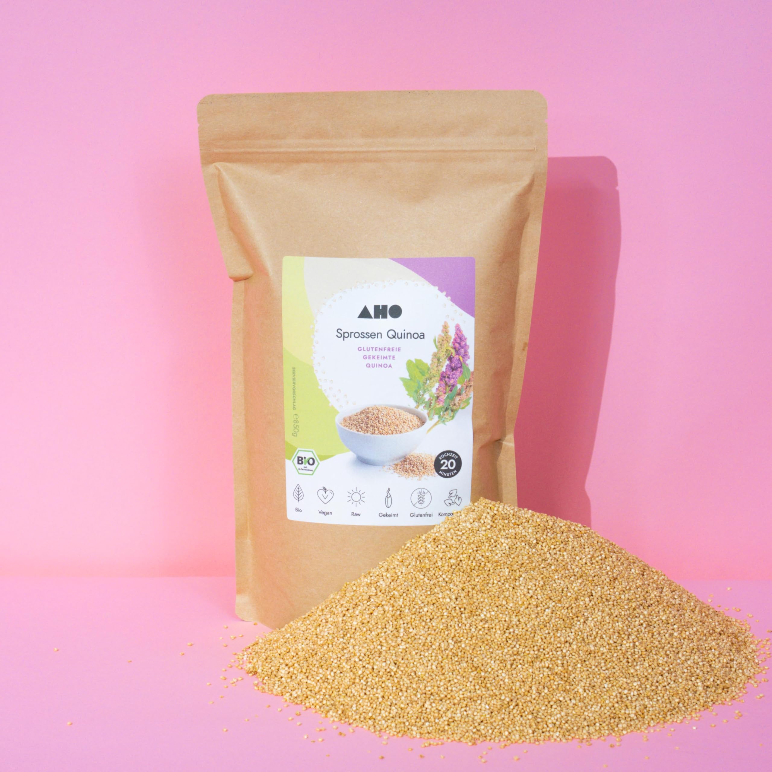 AHO Sprossen Quinoa - Gekeimter Bio Quinoa aus Europa 850 g