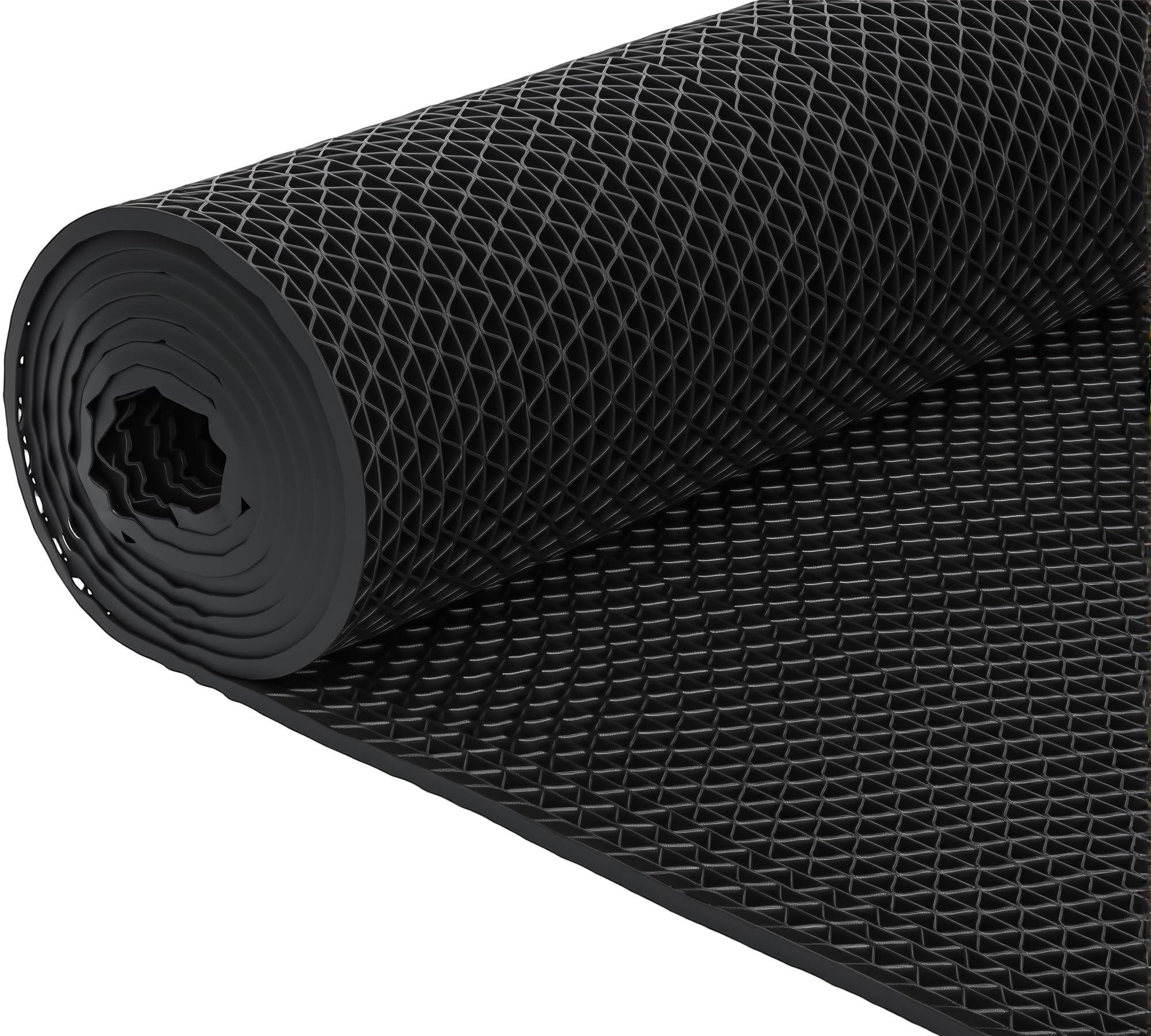 MYOYAY Tappetino drenante antiscivolo, 0,9 x 3 m, spessore 5,5 mm, tappetino a rete a S, con perforazioni, tappetino da bagno antiscivolo, adatto per bagno, garage e corridoio (nero)