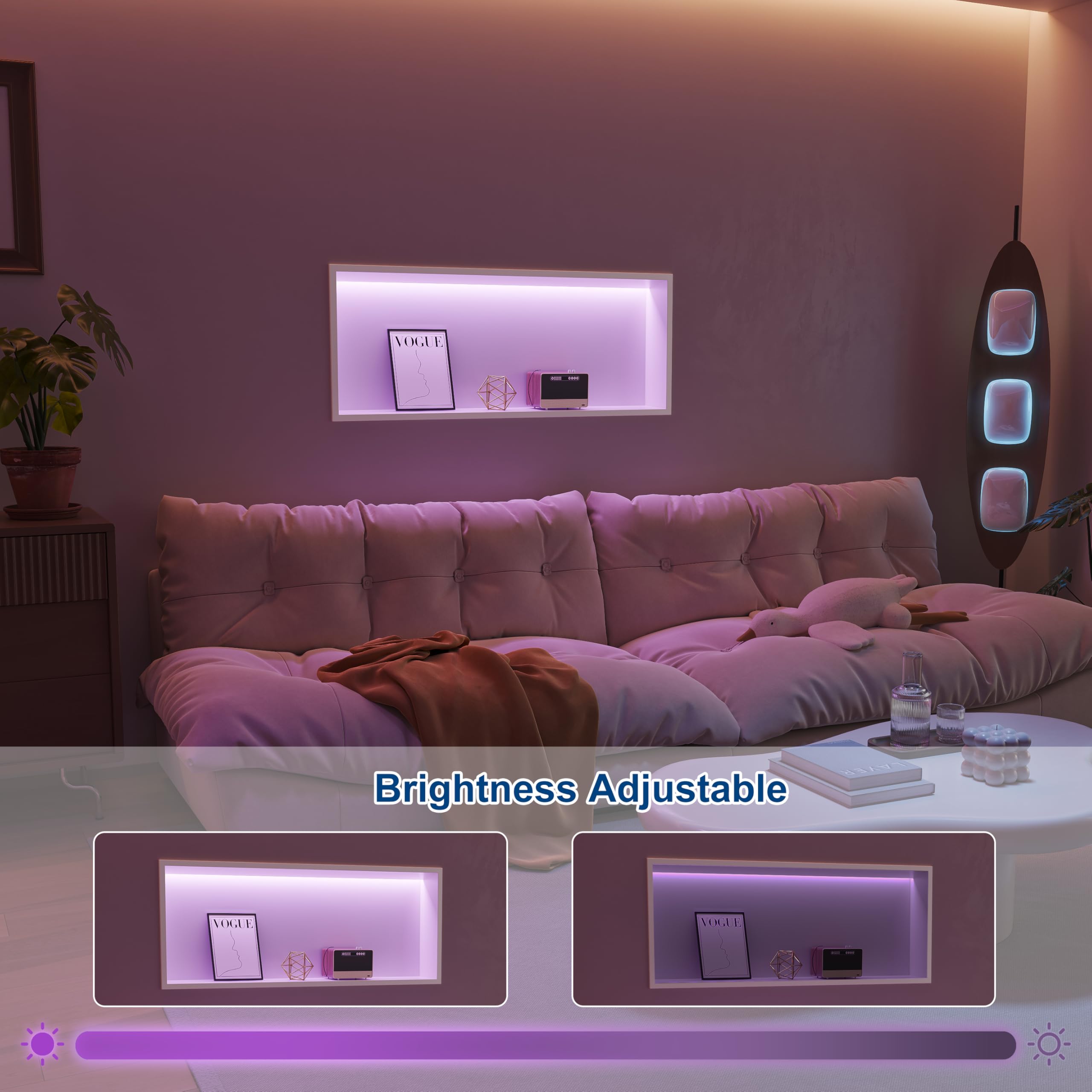 Douche niche murale en acier inoxydable avec lumière LED RVB, étagère de rangement individuelle blanche, pour salle de bain, 60 x 30 cm