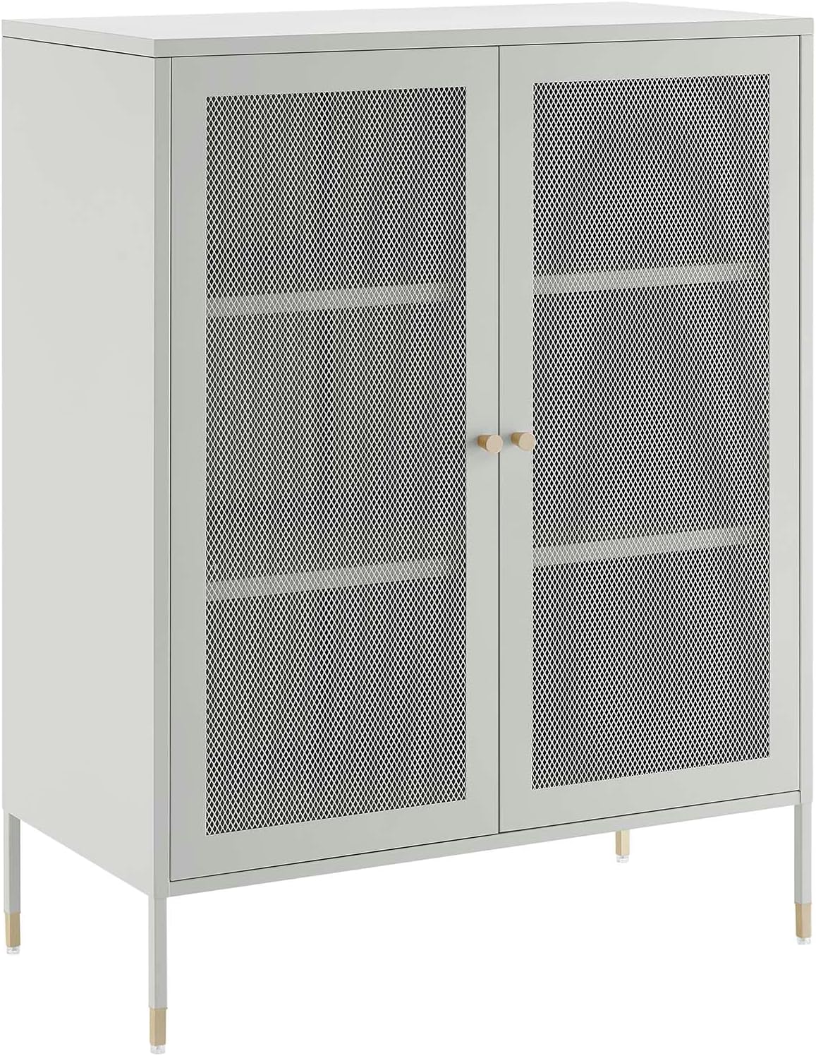Modway 32" Metal Accent Storage Cabinet in Light Gray Powder-Coated Paint