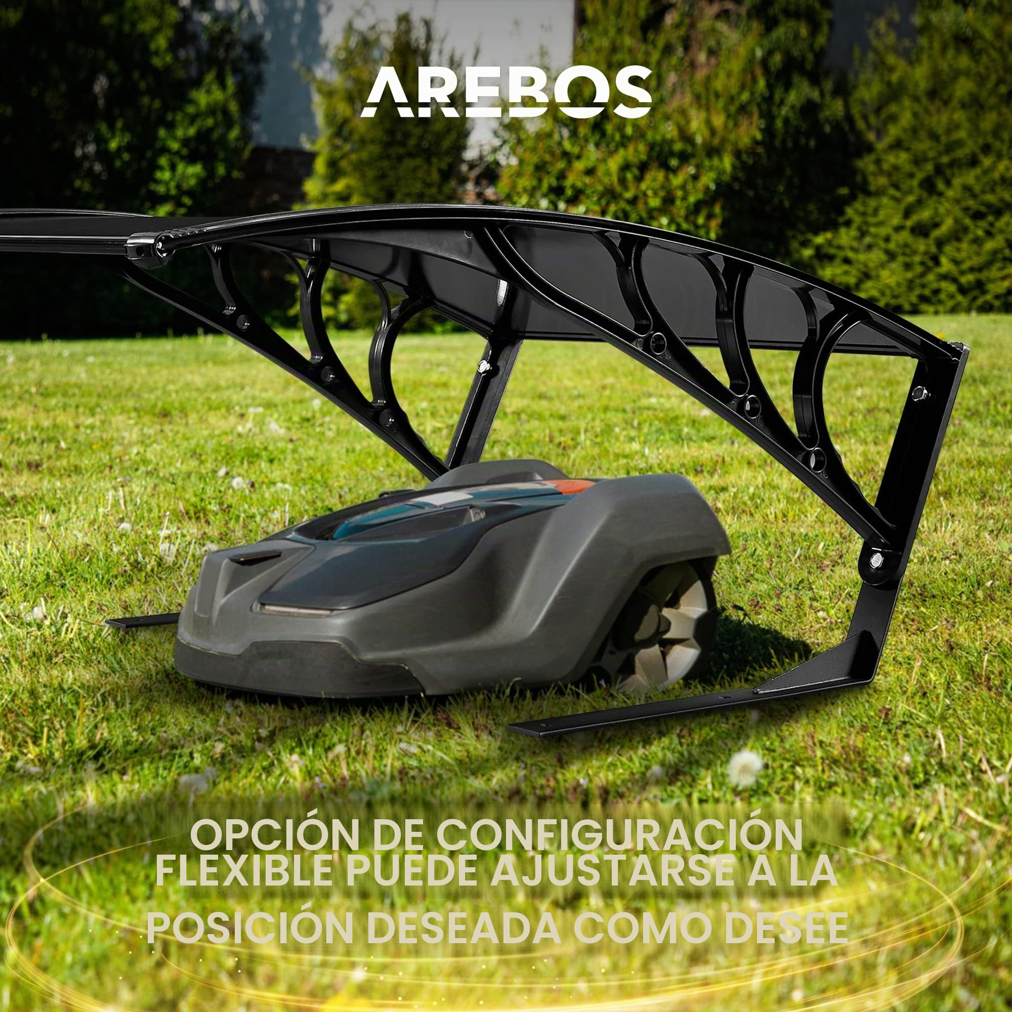 Arebos Garaje Robot cortacésped | Tamaño 102 x 79 x 46 cm | Resistente a la Intemperie + protección UV | con pies de Metal | Incluido el Material de Montaje