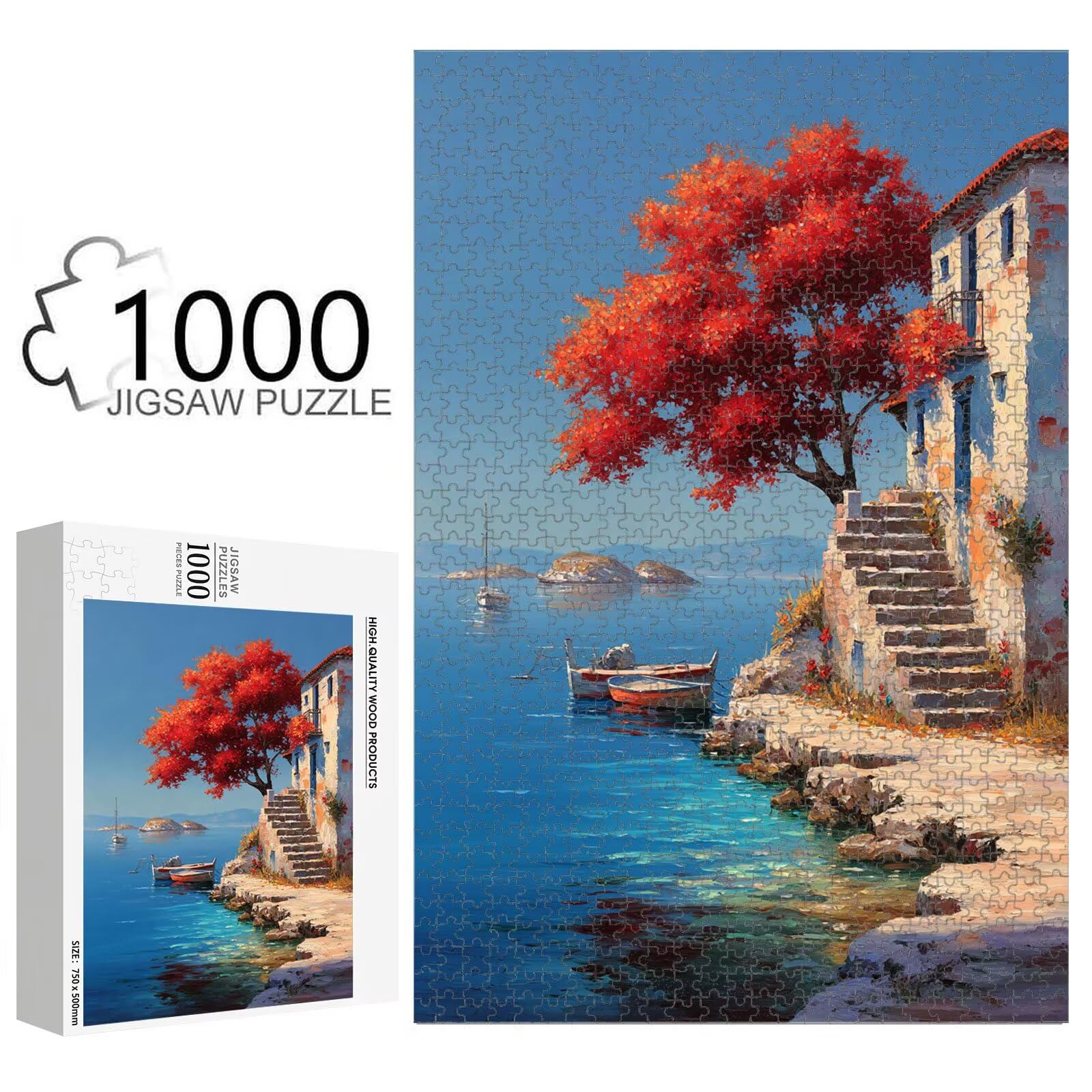 Puzzle 1000 Teile für Erwachsene, Meer & Baum Holzpuzzle, Wanddeko 1T#2184