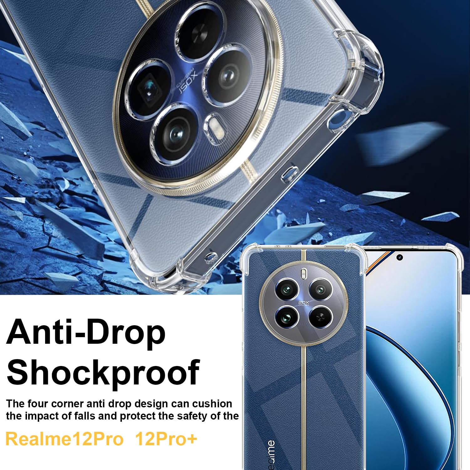 ISOI Cover Per Realme 12 5G / 12x 5G – Custodia Trasparente Ultrasottile Con Airbag Antiurto