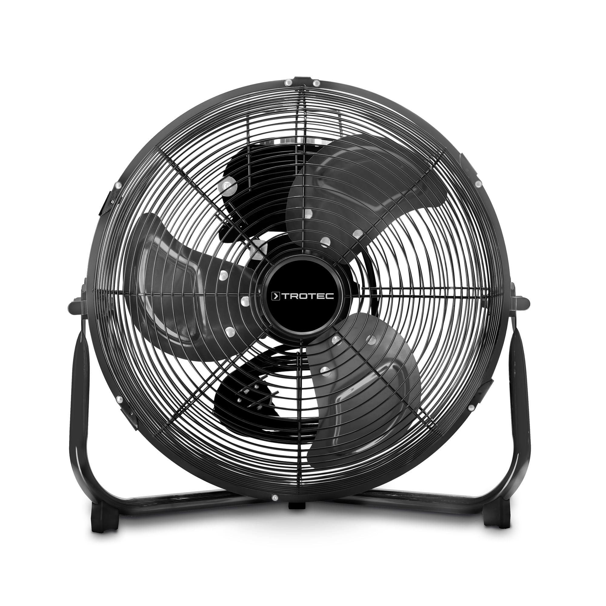 TROTEC Ventilateur de sol TVM 10 – 37 W, Ø 25 cm, 3 niveaux, design métallique, fonction d’inclinaison, compact et puissant, refroidisseur d’air silencieux pour la maison et le bureau