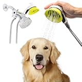 Wondurdog Indoor and Outdoor Dog Wash Kit for Shower and Garden Hose with Splash Shield and Rubber Scrubbing Attachment&period; Fast and Easy Dog Bathing and Cleaning&period; Pet Grooming for Long and Short Hair