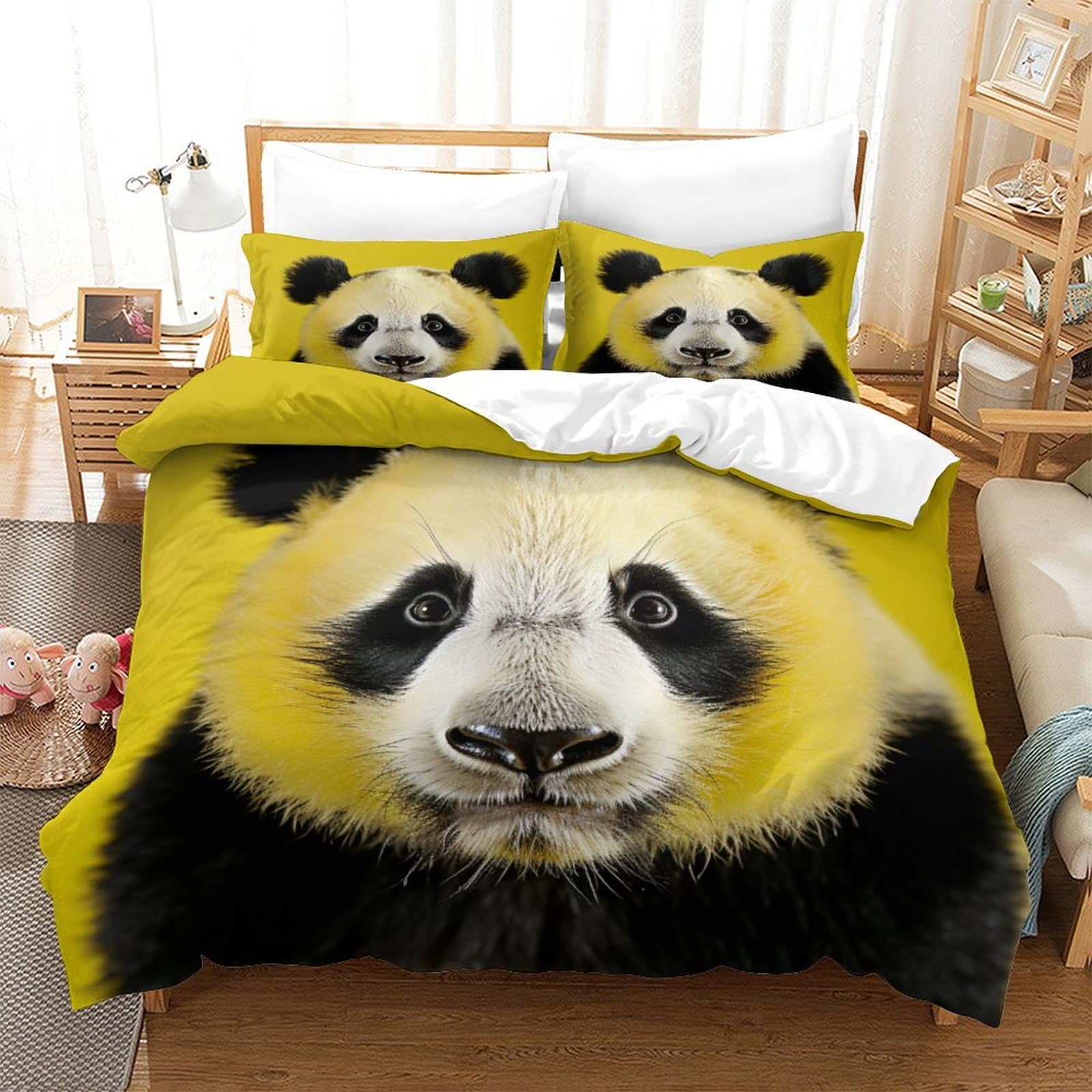 P1S9U7W5Y 3D Printed Cute Panda Duvet Cover Set 3pcs Microfiber Panda Bedding Set Double