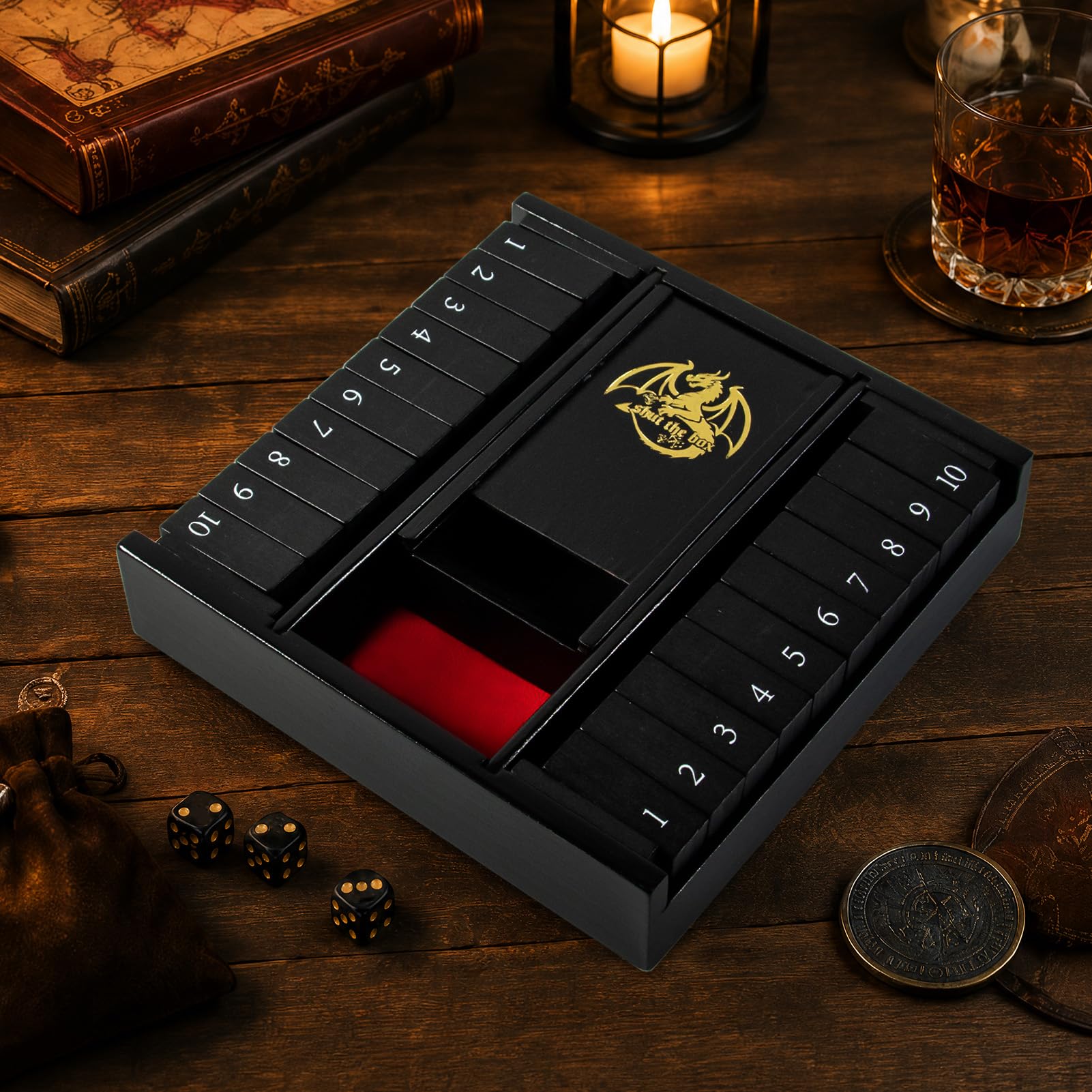 Shut the Box Würfelbrettspiel aus Holz für 2 Spieler