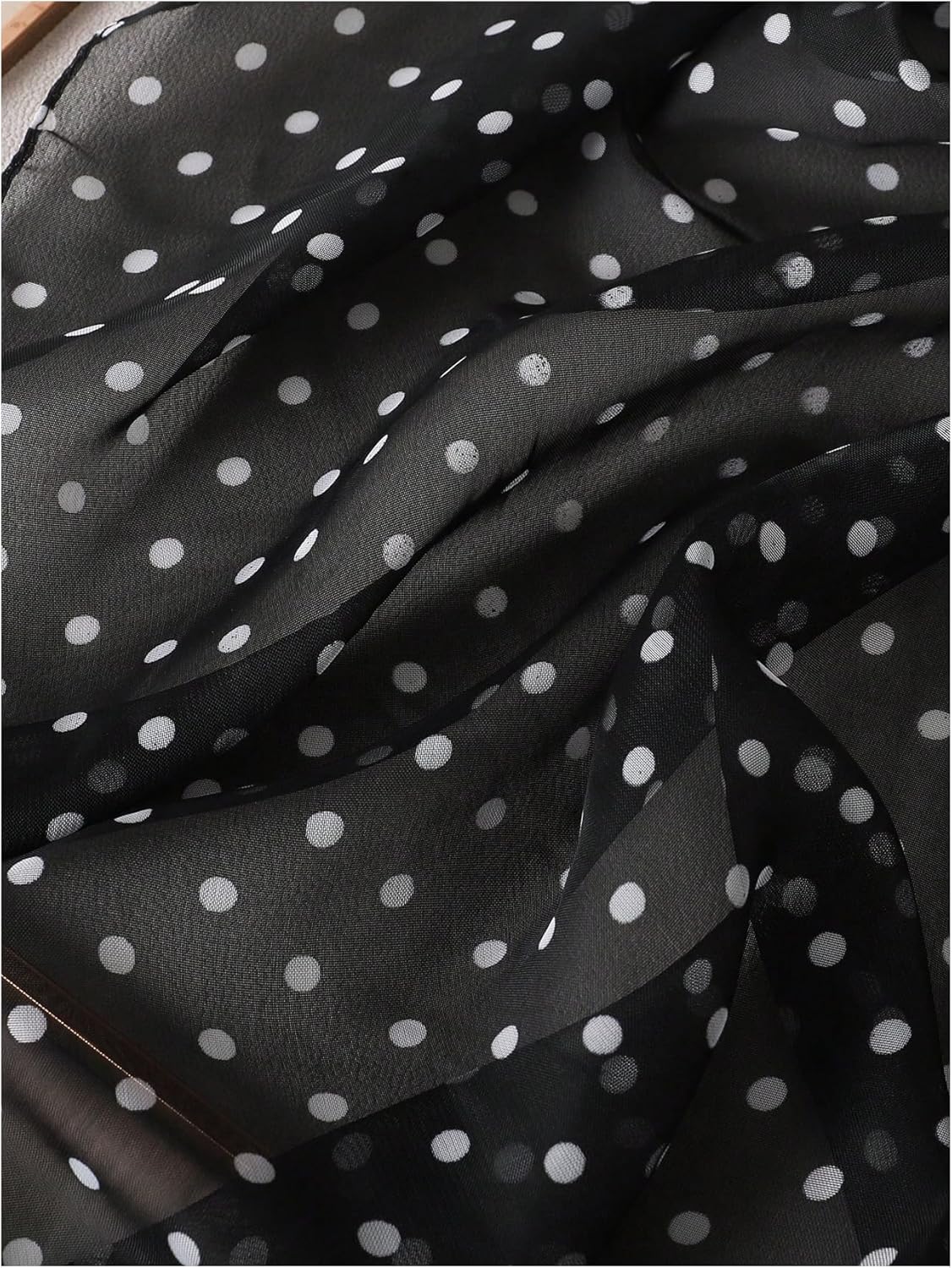 MakeMeChic Women's Chiffon Polka Dots Scarves Lightweight Vintage Wrap Scarfs - Image 4