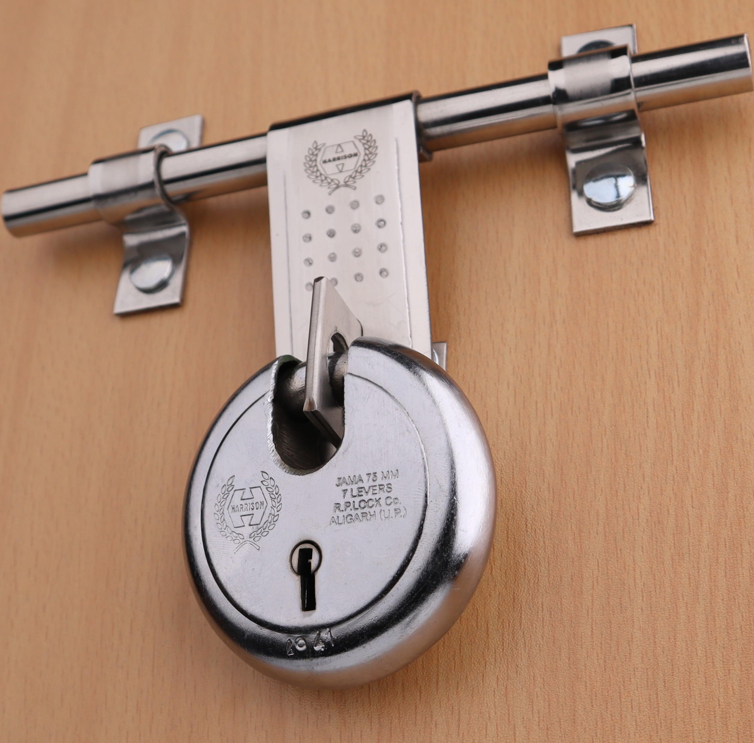 Harrison Padlocks/Round Padlock 75mm 6 Lever with 3 Keys JAMA-0251 Pack of 1/ Mild Steel Material/Bright Chrome Plated Finish/Door Lock, Shutter Lock, Godown Lock, gate Lock (B0CVDTTL81) Amazon Price History, Amazon Price Tracker