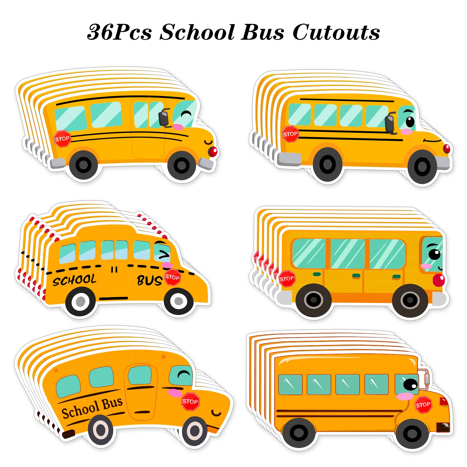 Petcee 36pcs Colorful School Bus Cut Outs For Classroom Decoration ...