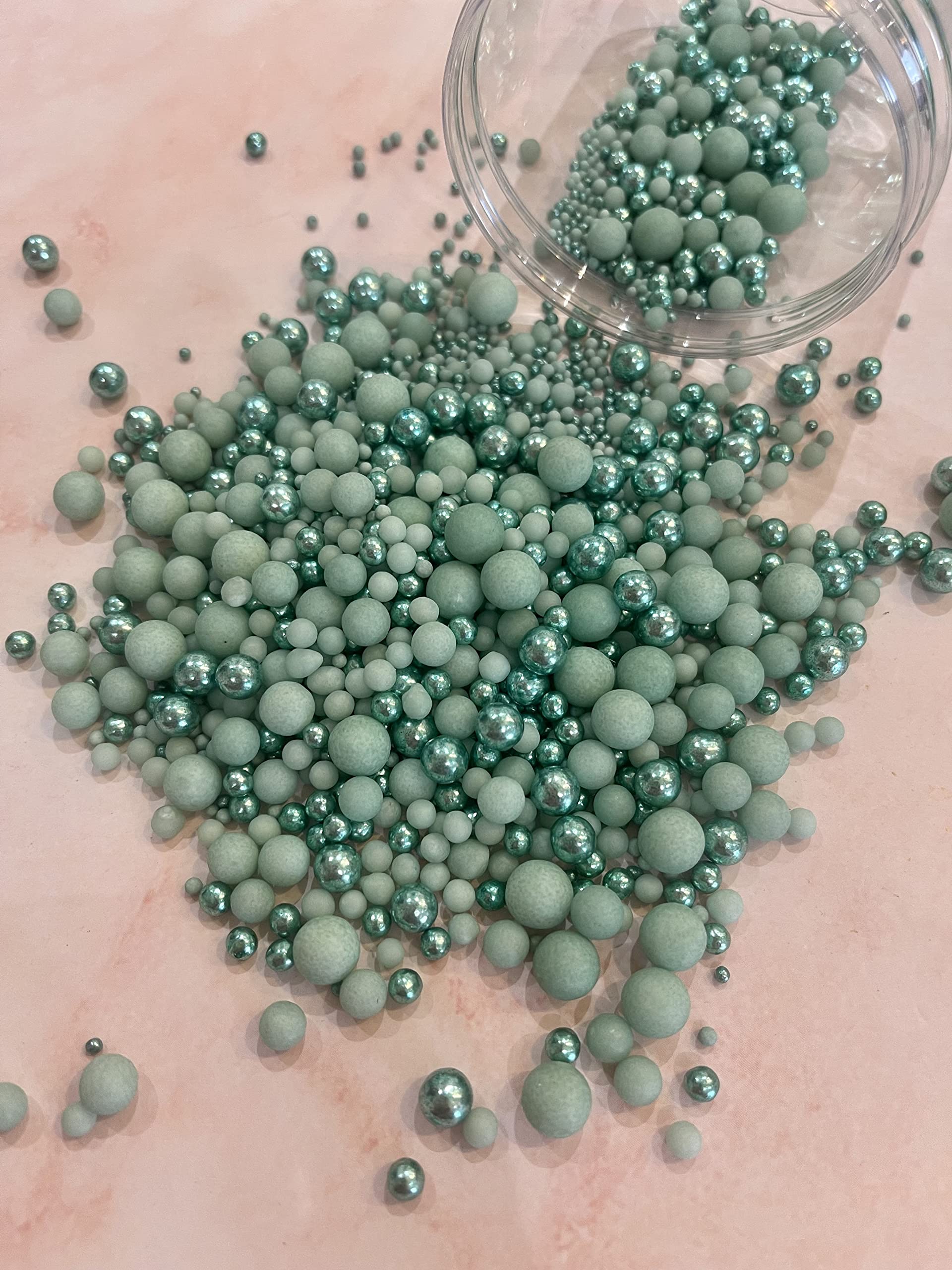 Green Edible Cupcake Cake Topper Sprinkles (35g Pouch) (Pastel/Metallic Green) (35g)