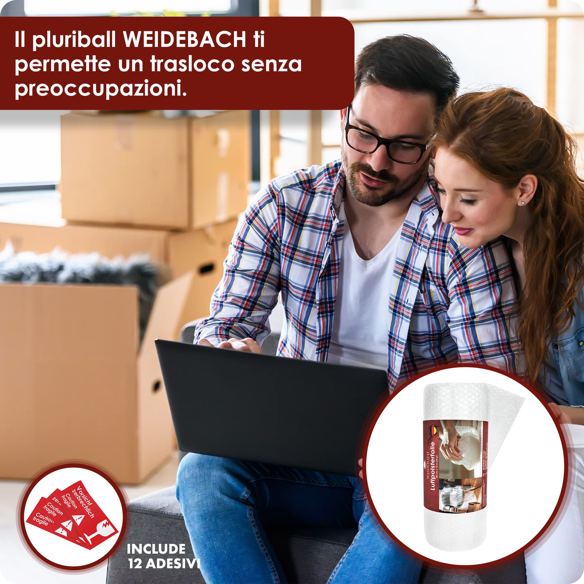 Pluriball Imballaggio WEIDEBACH - 10 M X 40 Cm, 2 Strati, 60 µ, Per Protezione Trasporti - Foto 4