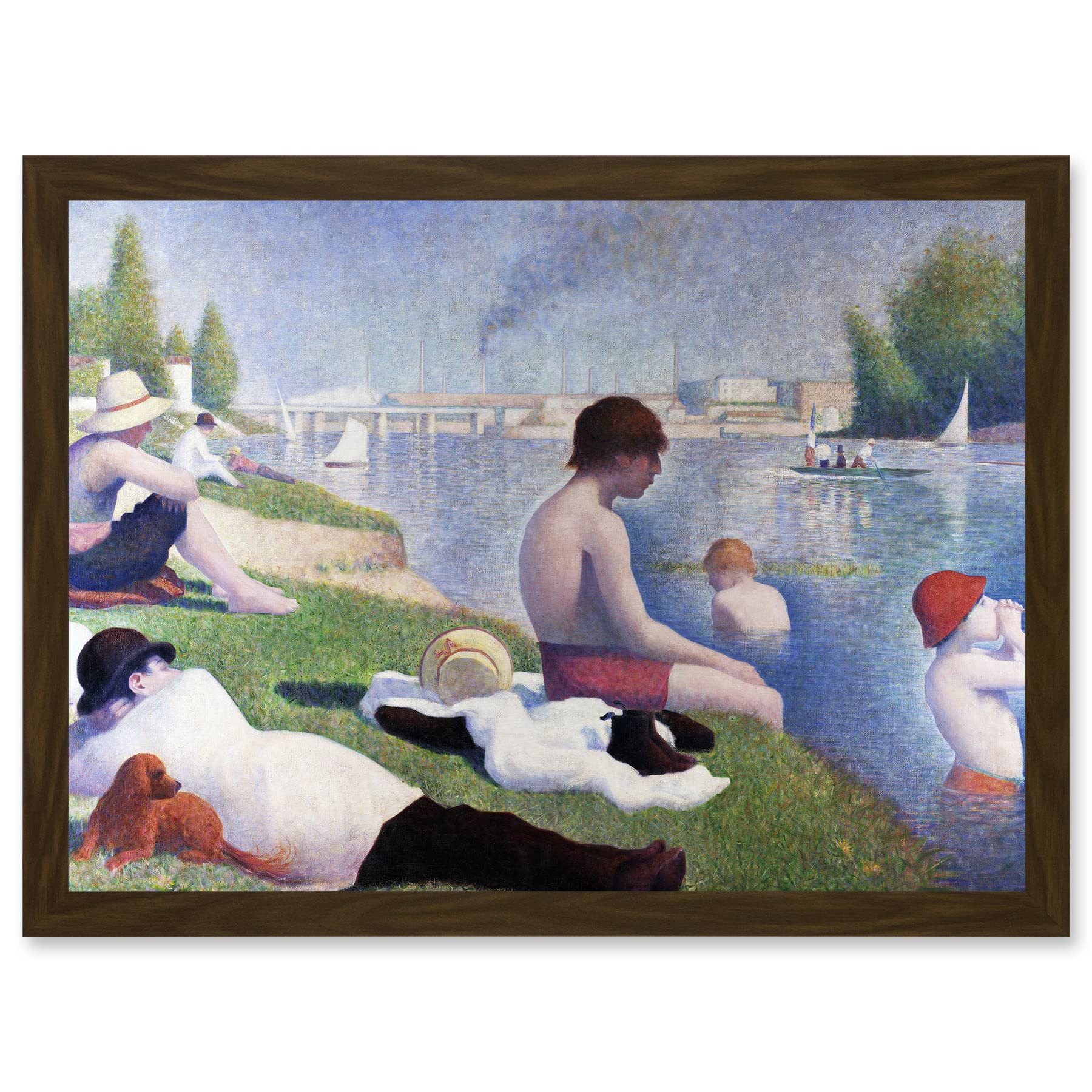 Artery8 Georges Seurat Bathers At Asnieres Painting Artwork Framed Wall Art Print A4