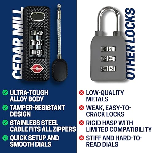Miniatura 6 de Cerraduras de viaje aprobadas por la TSA para equipaje, casillero de gimnasio y maletín Resistente para tienda de campaña al aire libre, mochilas